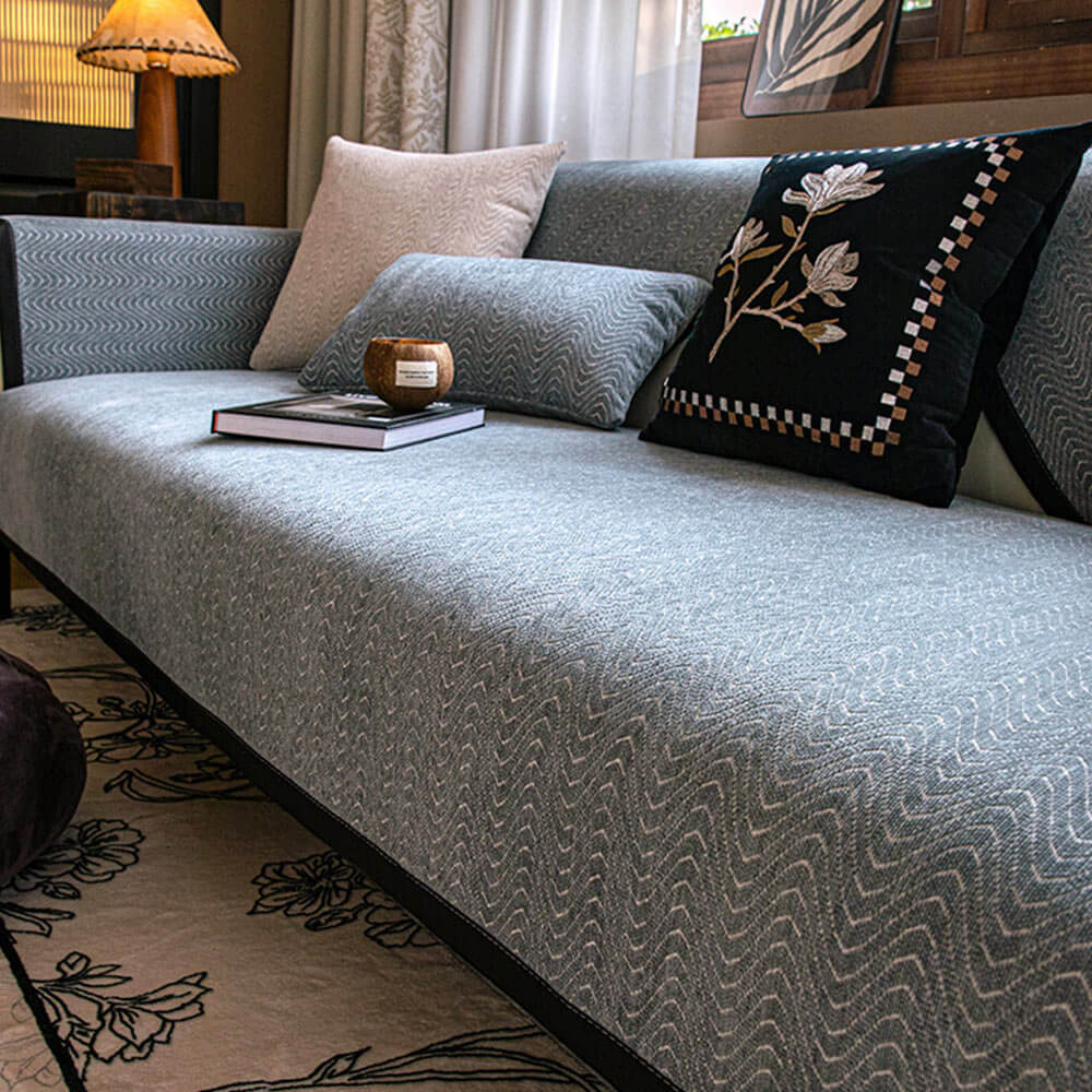 Chenille Anti-Slip Cat-Scratch Resistant Wavy Texture Premium Couch Cover