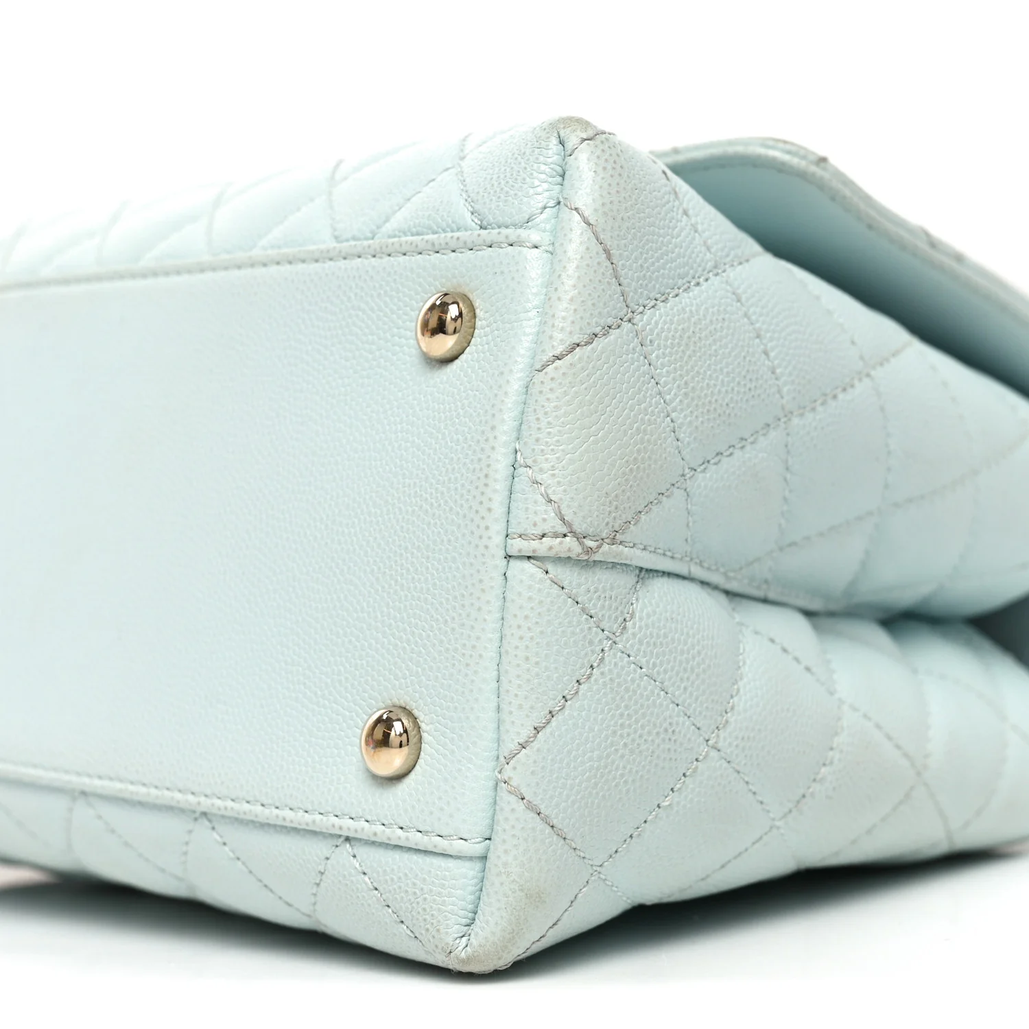 Caviar Quilted Small Coco Handle Flap Light Blue