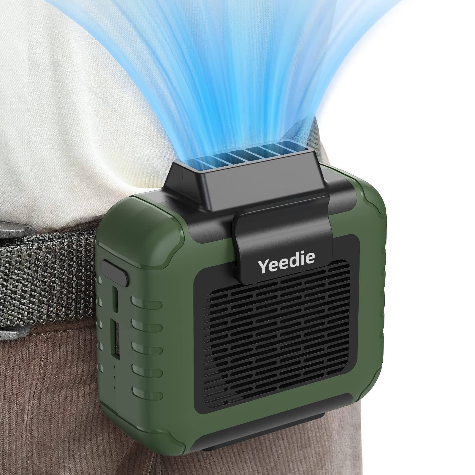 Yeedie 3-in-1 Portable Waist Clip Fan, 6000mAh Personal Rechargeable Neck Fan Up to 16H, Strong Airflow, 3 Speed, Hand Free Battery Operated Belt & Ne