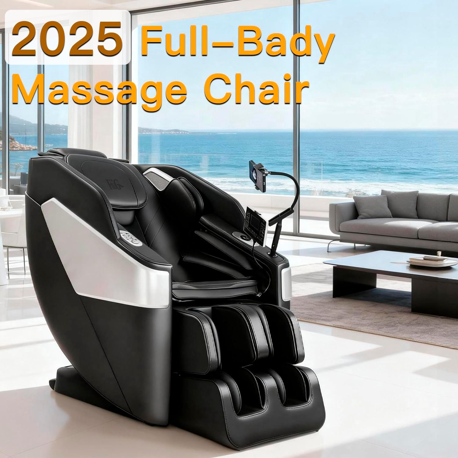 F&G Massage Chair Full Body Zero-Gravity SL Track Massage Chair  5 Level Heating Function and Airbag Massage Foot Rollers Phone Charging