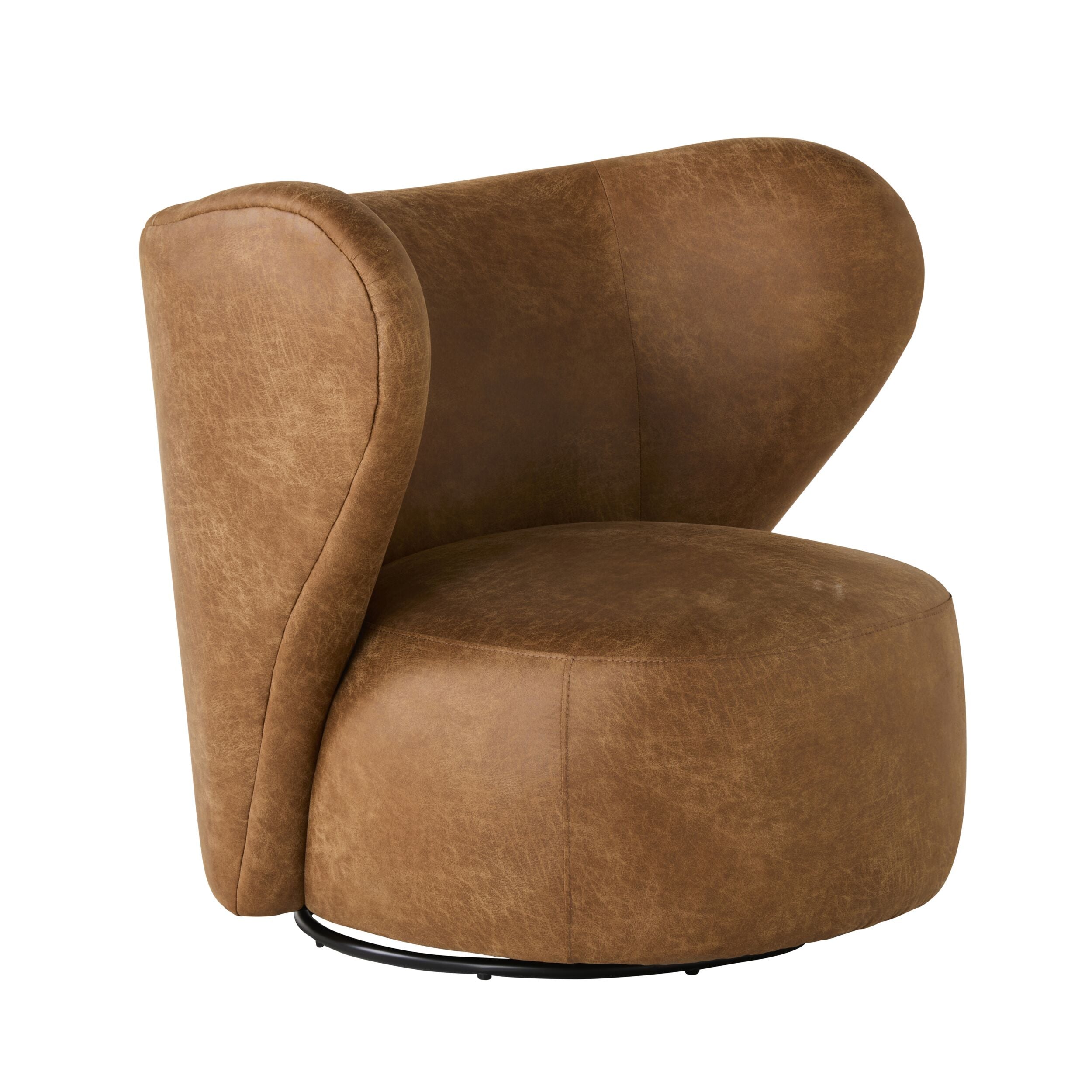 Hana Swivel Faux Leather Armchair Pellini Tan