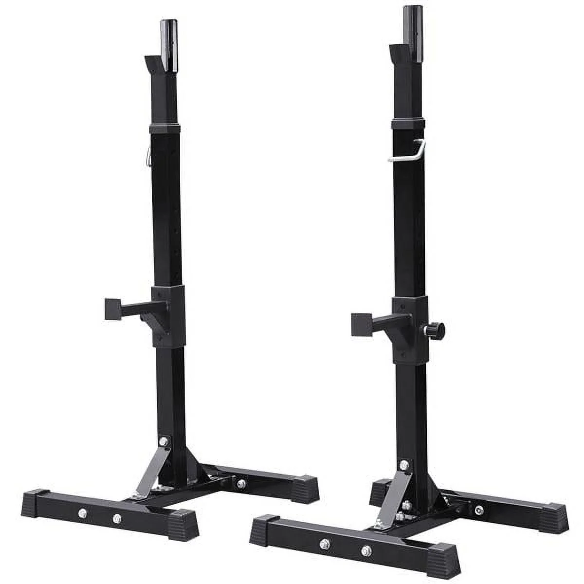 2 - Piece Adjustable Squat Stand Rack or Barbell Free Press Bench, Black