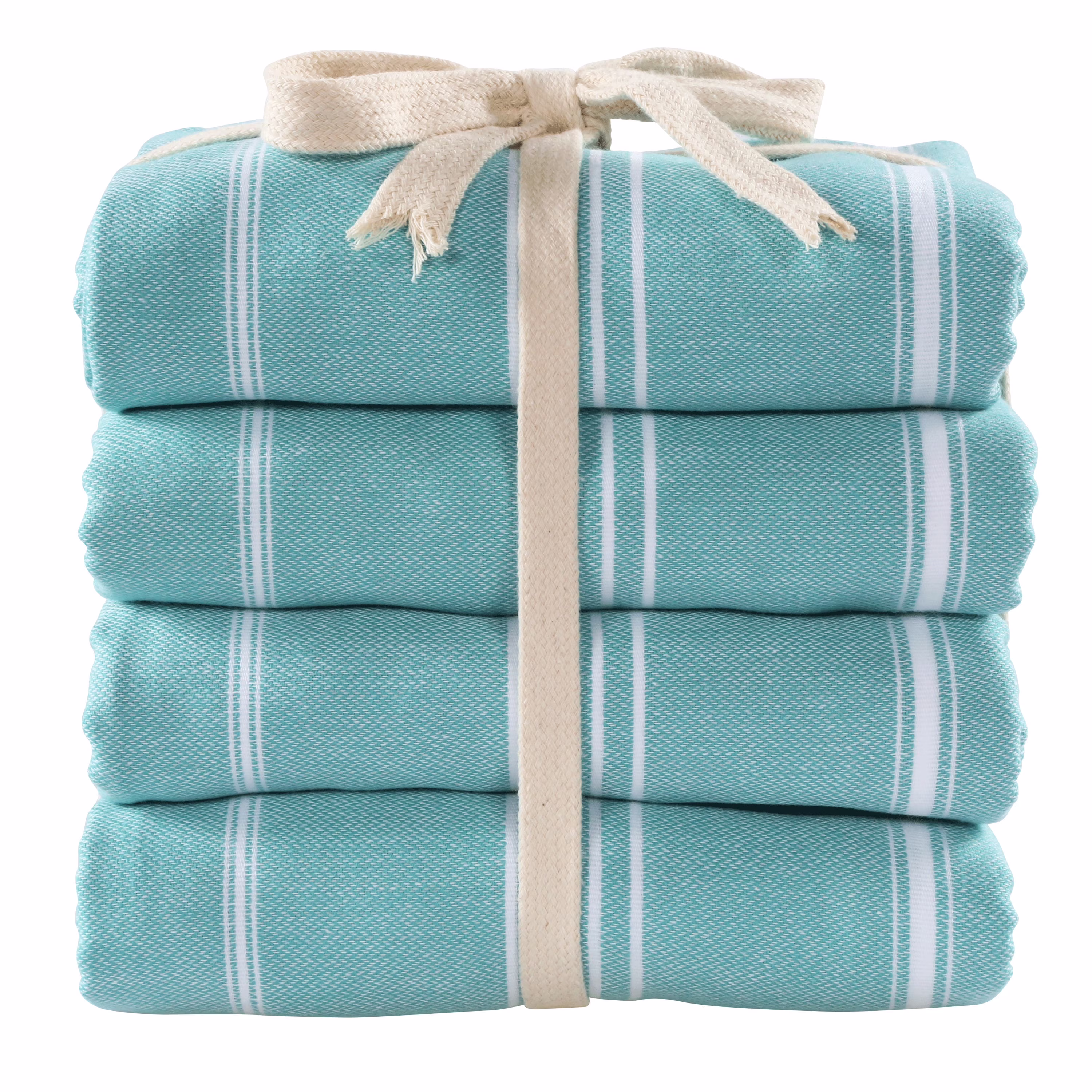 Cacala Turkish Beach Towel 100% Cotton, Set of 4, Sand-Free and Quick-Drying Perfect as an Extra Large Travel Towel, Beach Accessory, or Gift for Beach Lovers, 39�� x 70��