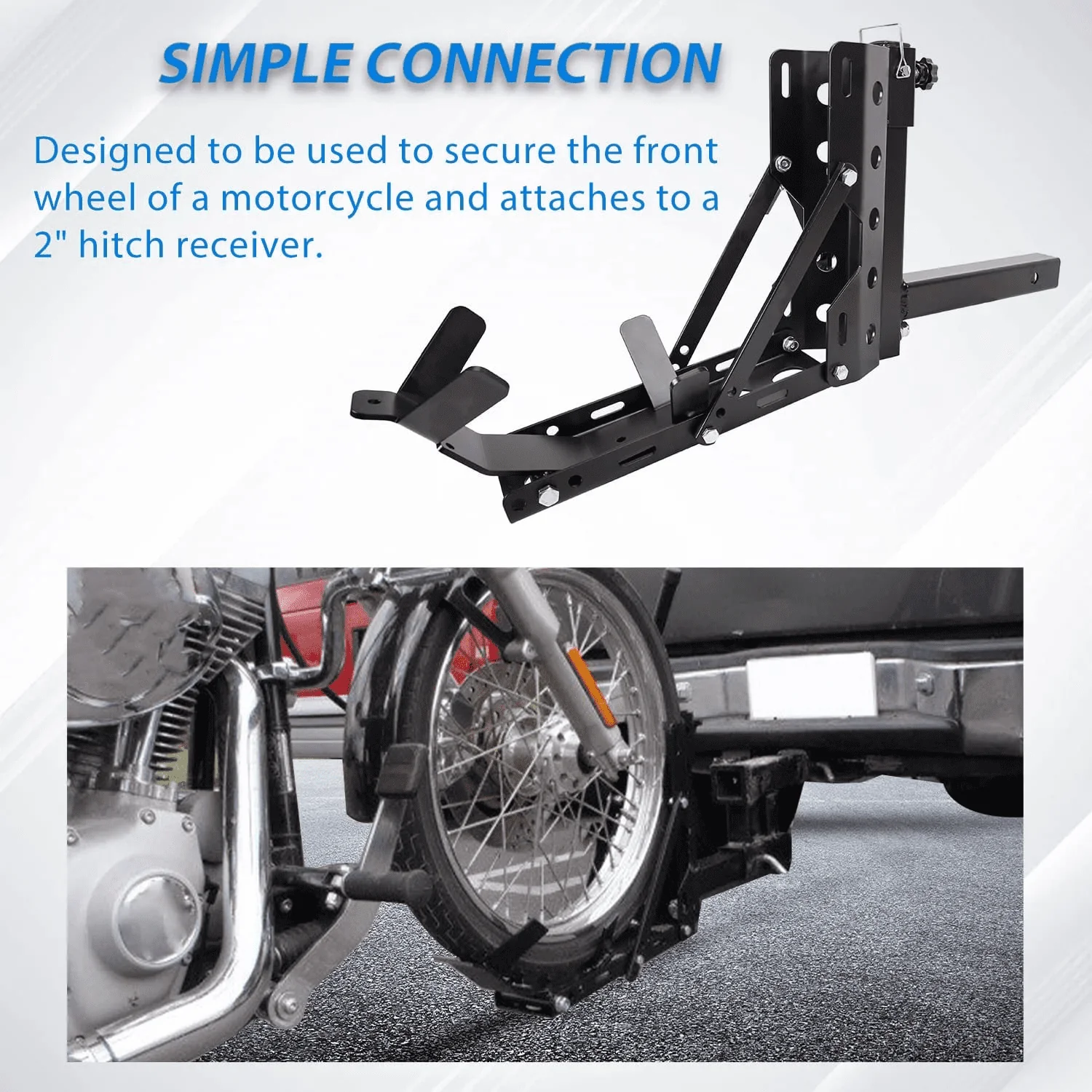 800lb Motorcycle Trailer Hitch Carrier Tow Dolly Hauler Mount Rack 2 " Heavy Duty Steel - Image 4
