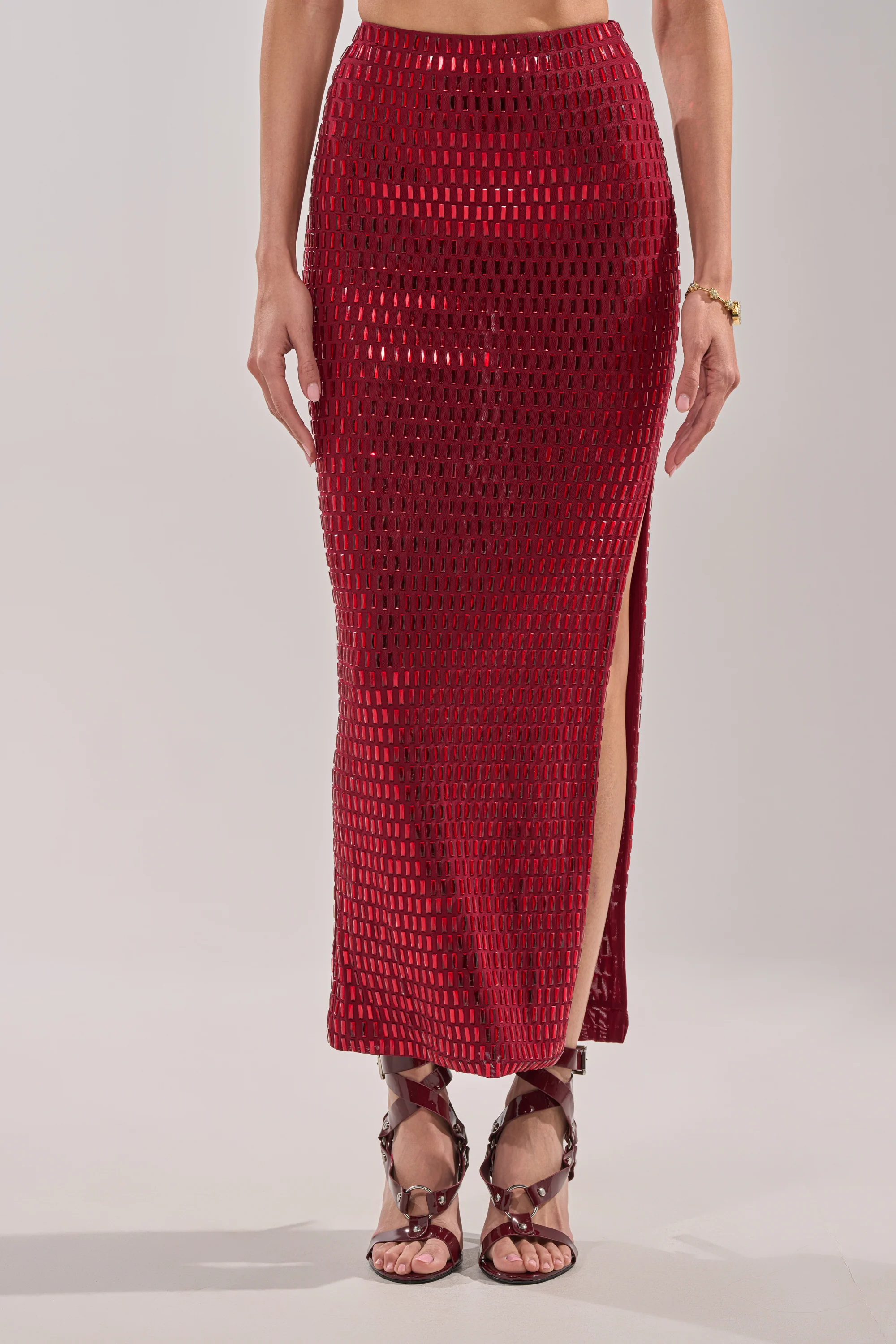 FALLING IN LOVE RHINESTONE MAXI SKIRT - Akira Store