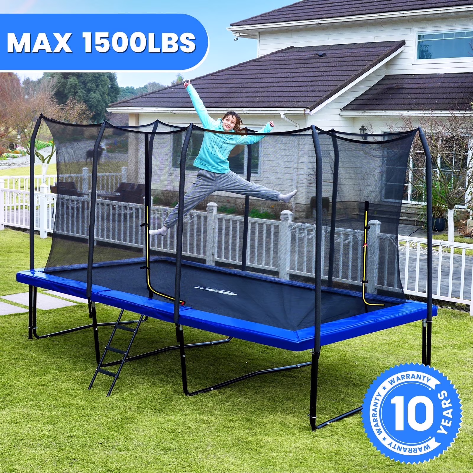 1500LBS Capacity Rectangle Trampoline 9X15FT 8X14FT Outdoor Square Gymnastics Trampolines for Kids Adults Long Tumbling Trampoline(8' x 14') - Image 5