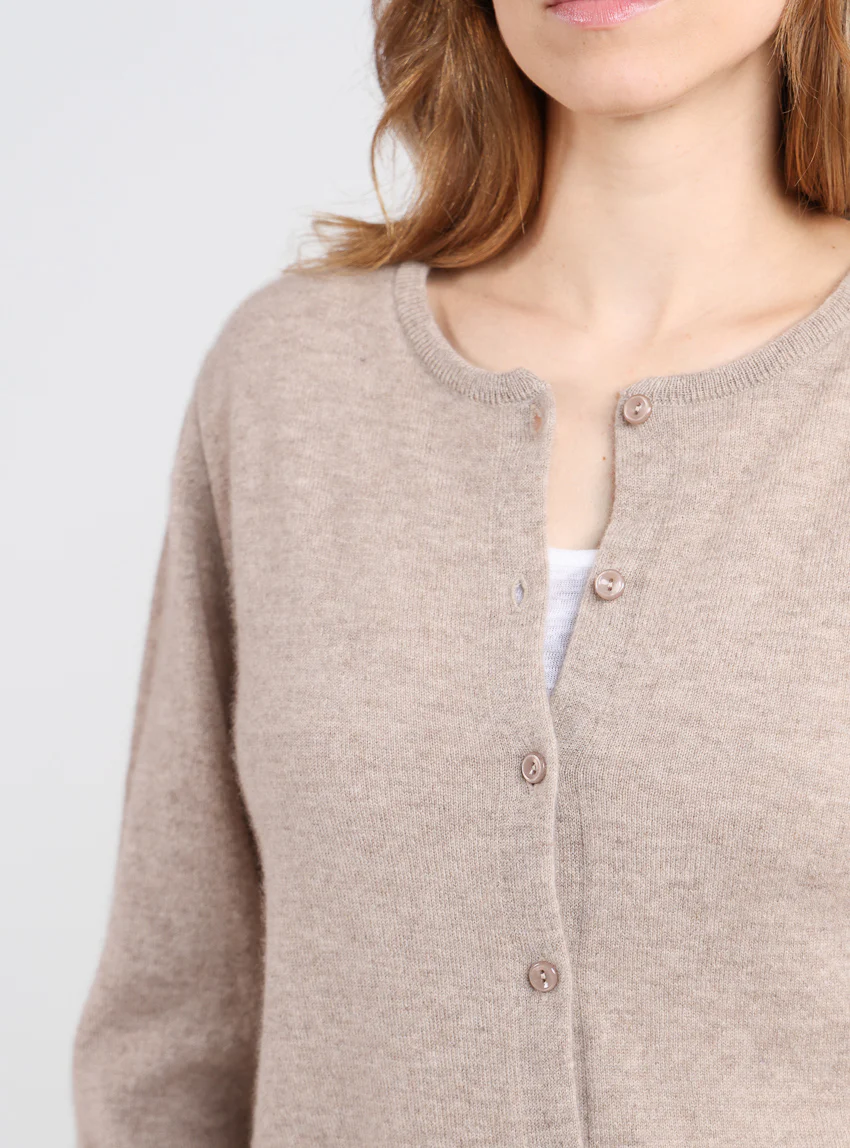 Cardigan femme en cachemire beige taupe