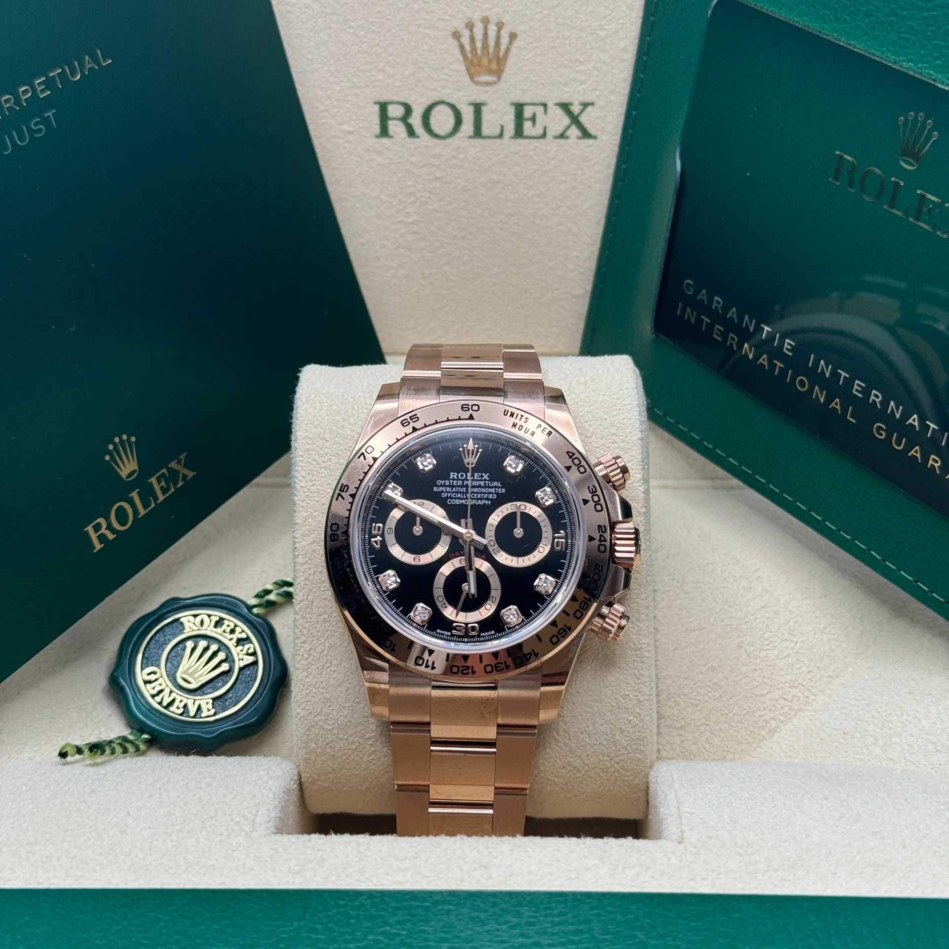 [Super Clone]RRolex Daytona Rose Gold / Black / Diamond-Set  m126505-0002