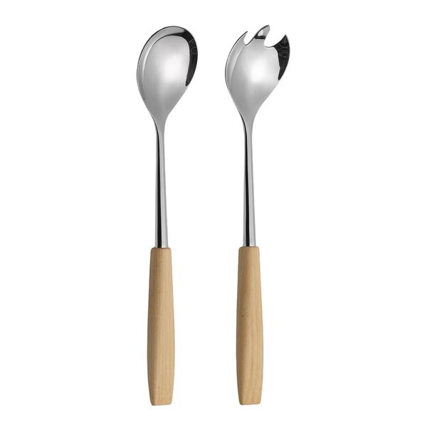 Treskaft salatbestikk 24,7 cm 2 deler bjørk