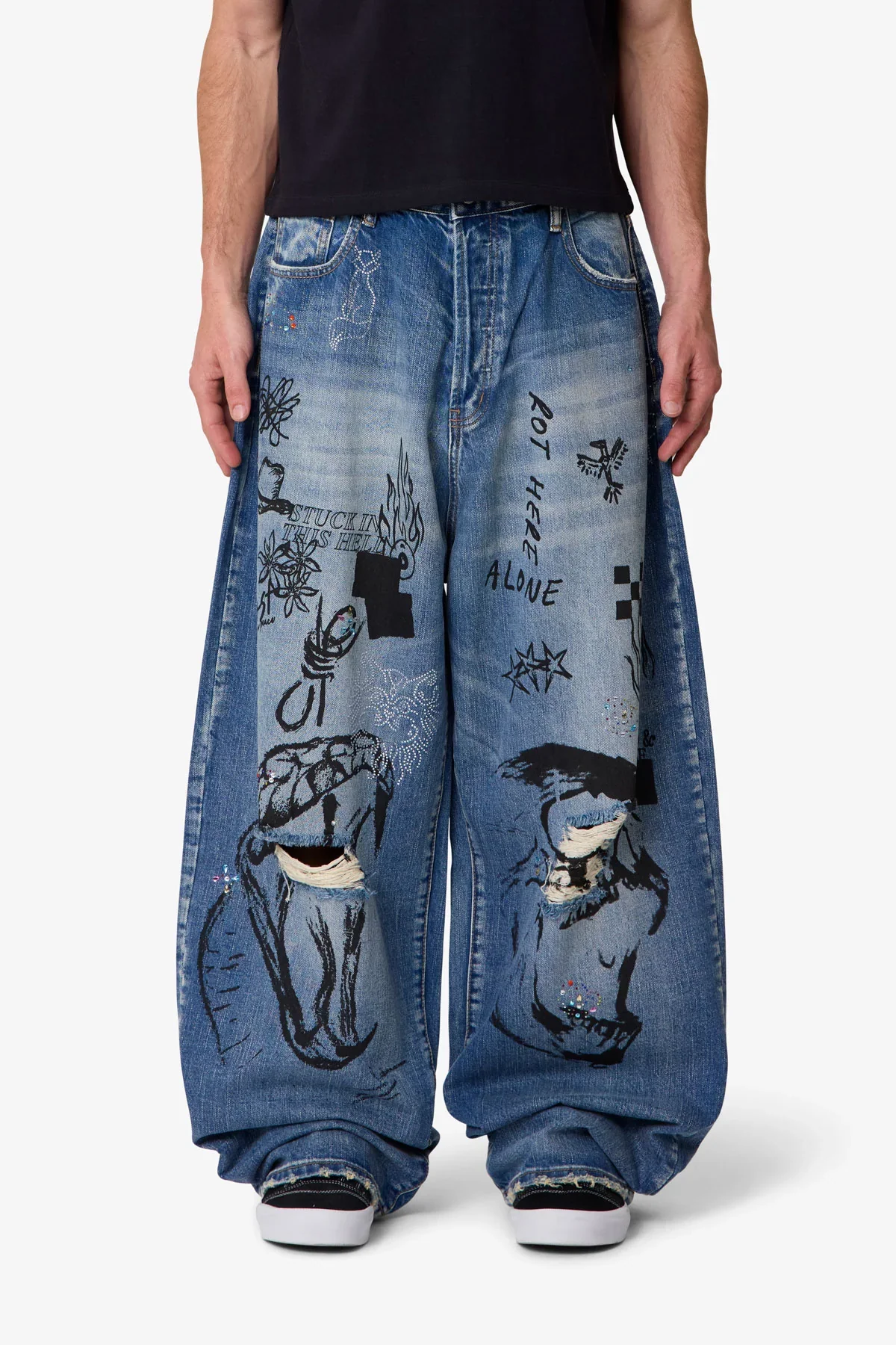 Mega Baggy Sketch Denim - Blue