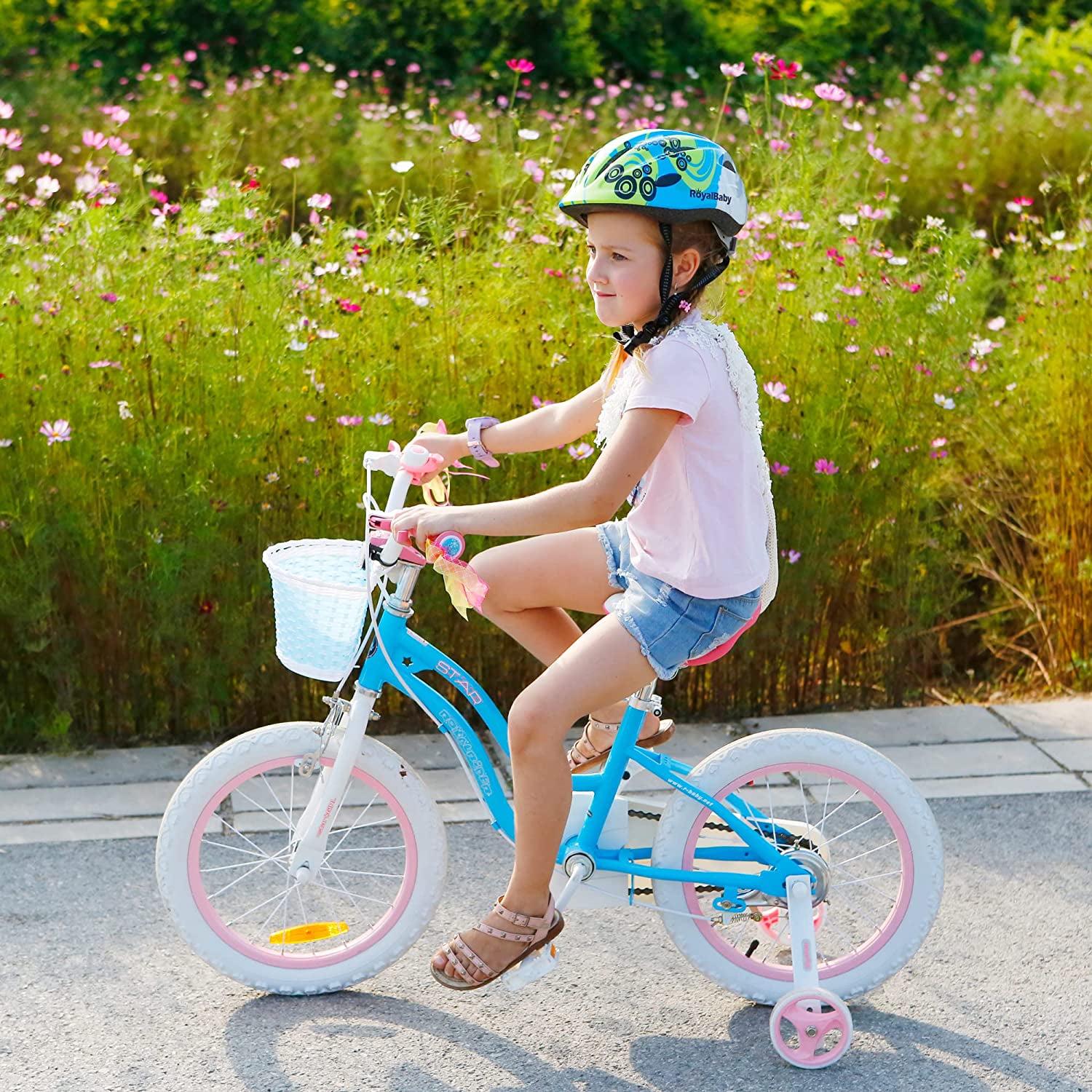 Royalbaby Girls Kids Bike Star Girl 12 in Bicycle Basket Training Wheels Blue Child - S Cycle