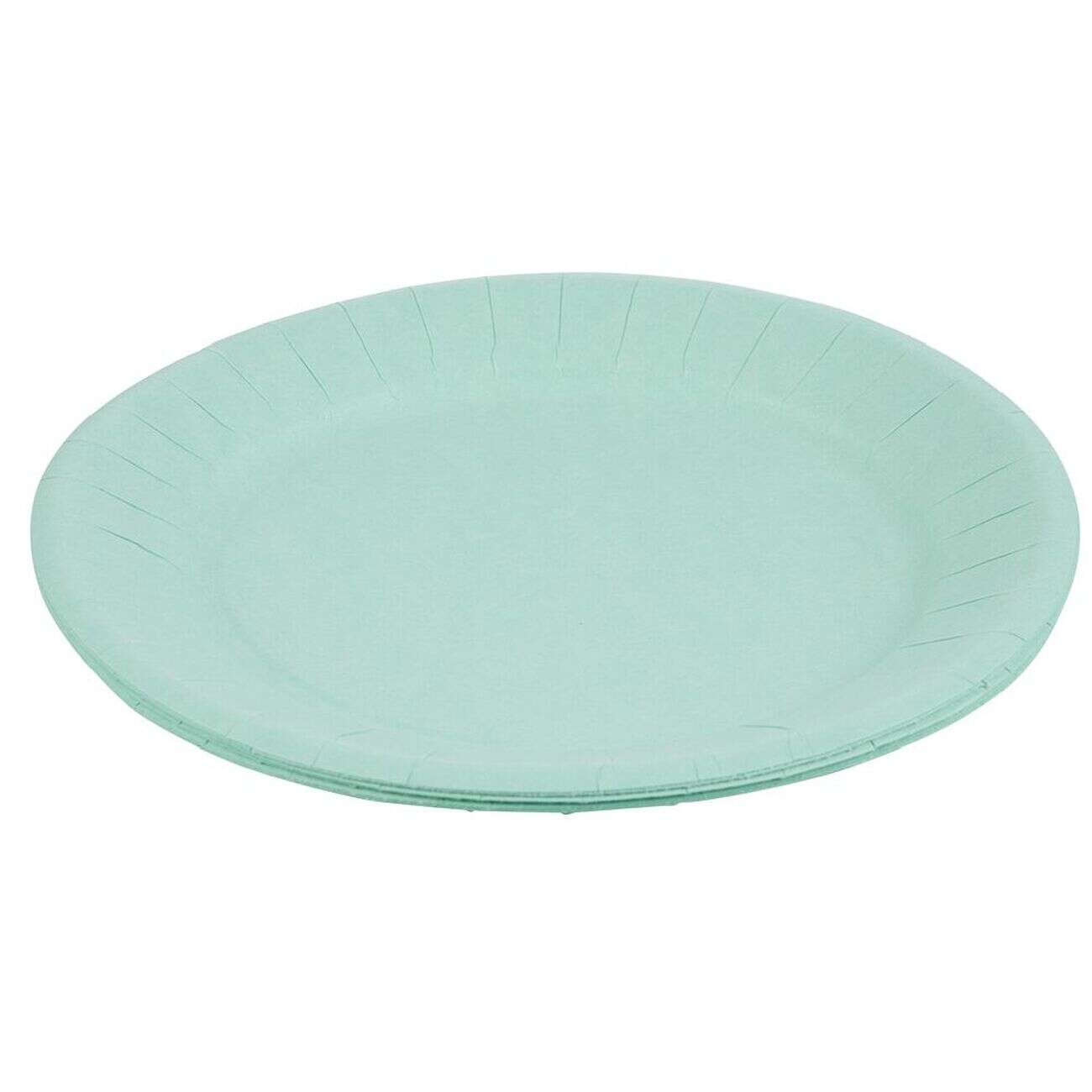 Lot de 10 assiettes en carton vert d'eau Ø23 cm