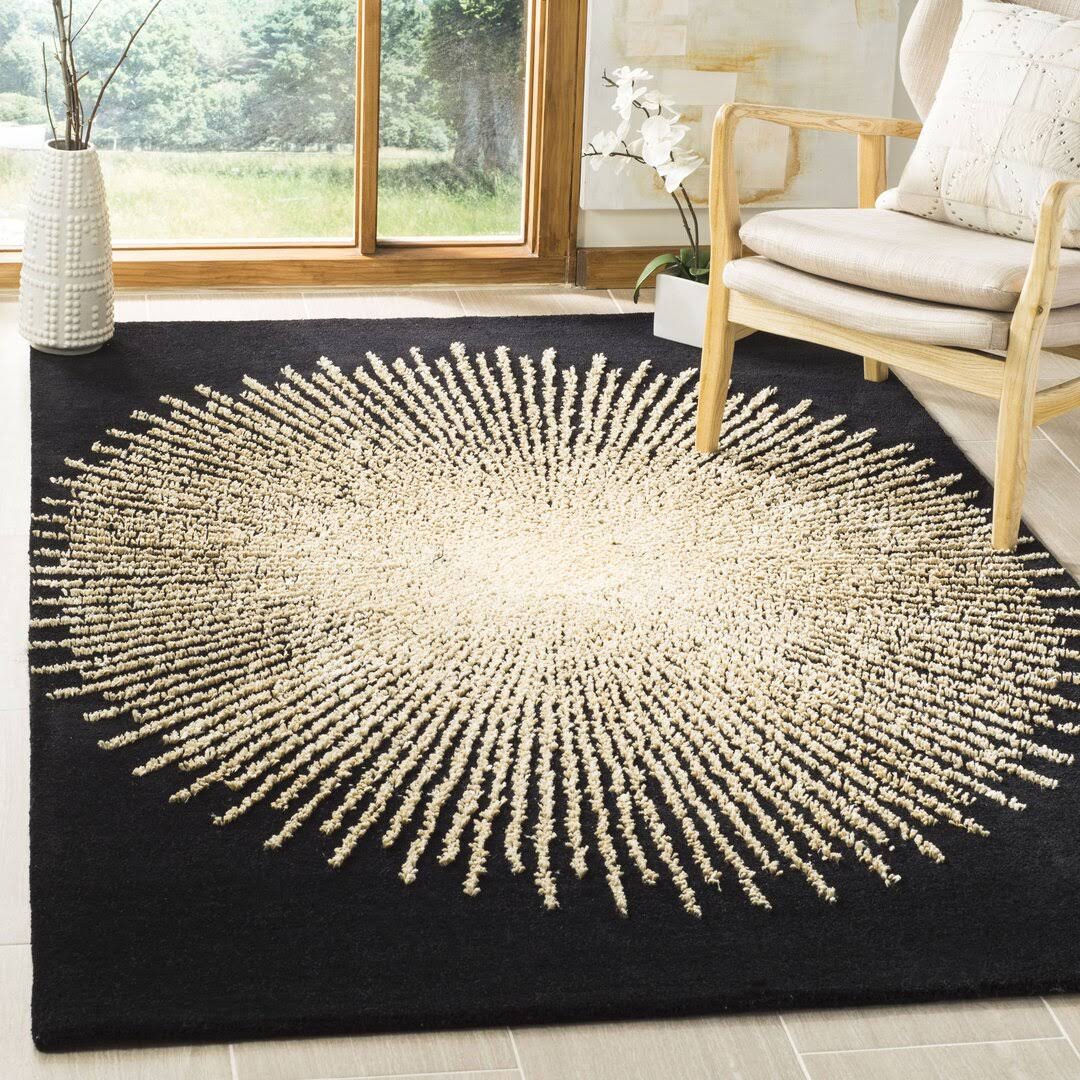 Orren Ellis Olivarria Hand-Tufted Black/Beige Area Rug