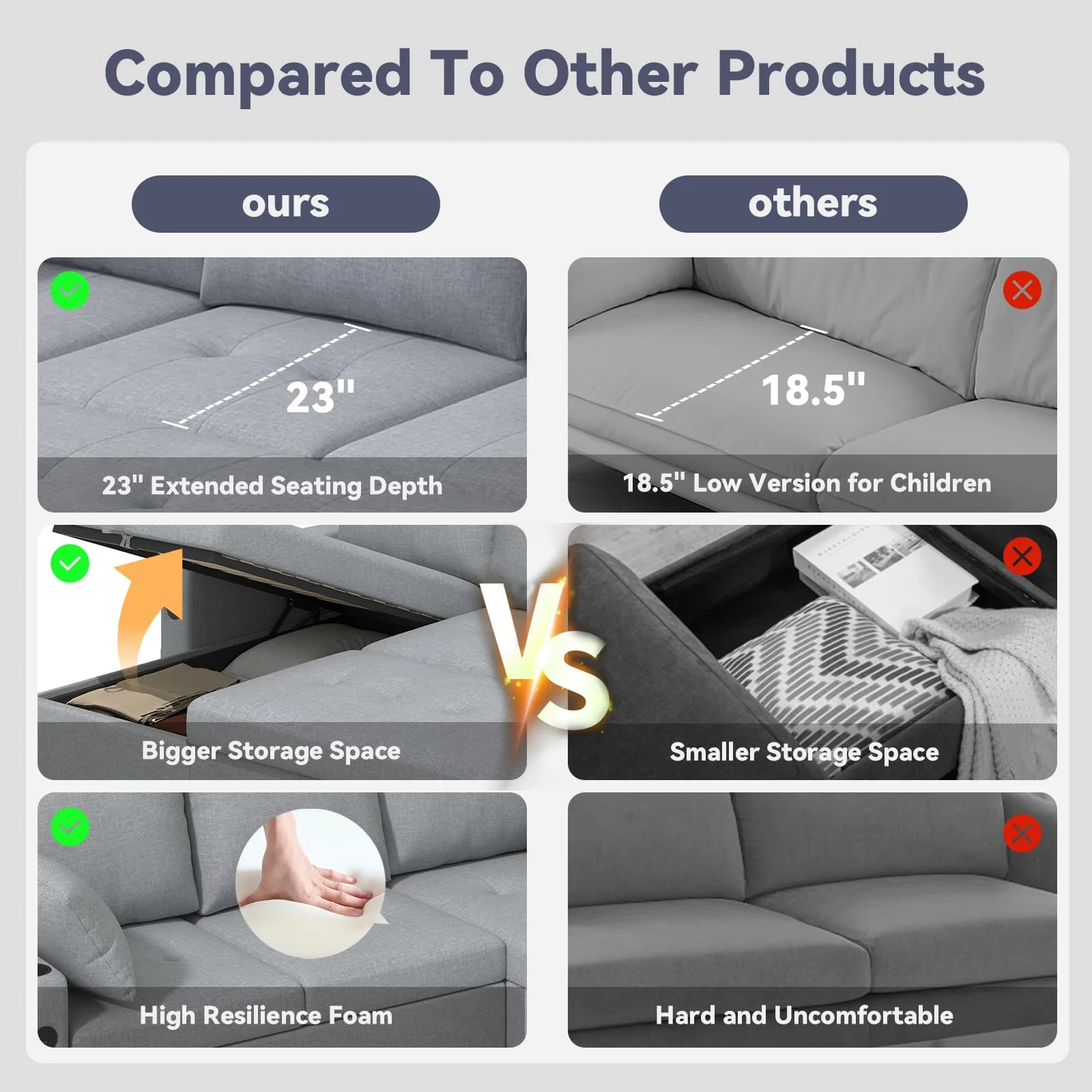 AECOJOY Sleeper Sofa Couch with Pullout Bed, Linen Fabric, Gray