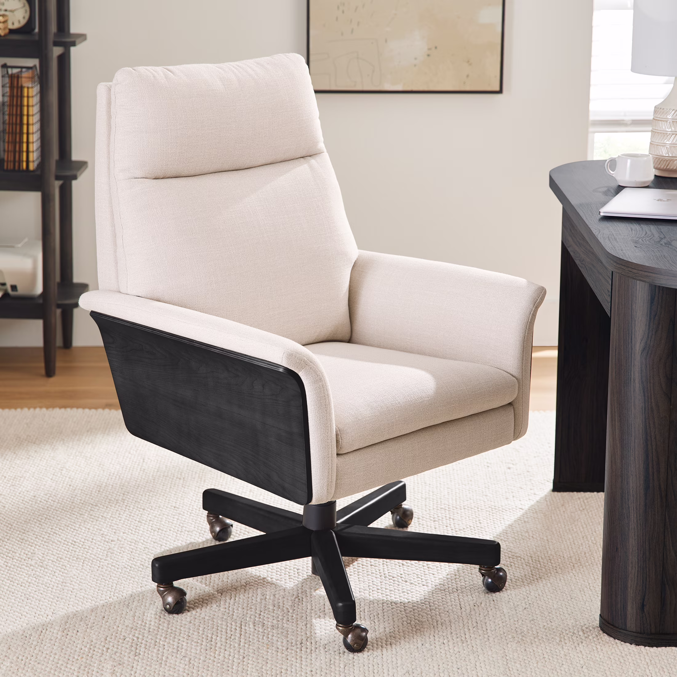 Better Homes & Gardens Juliet Tall Back Office Chair, Olive and Light Honey Finish