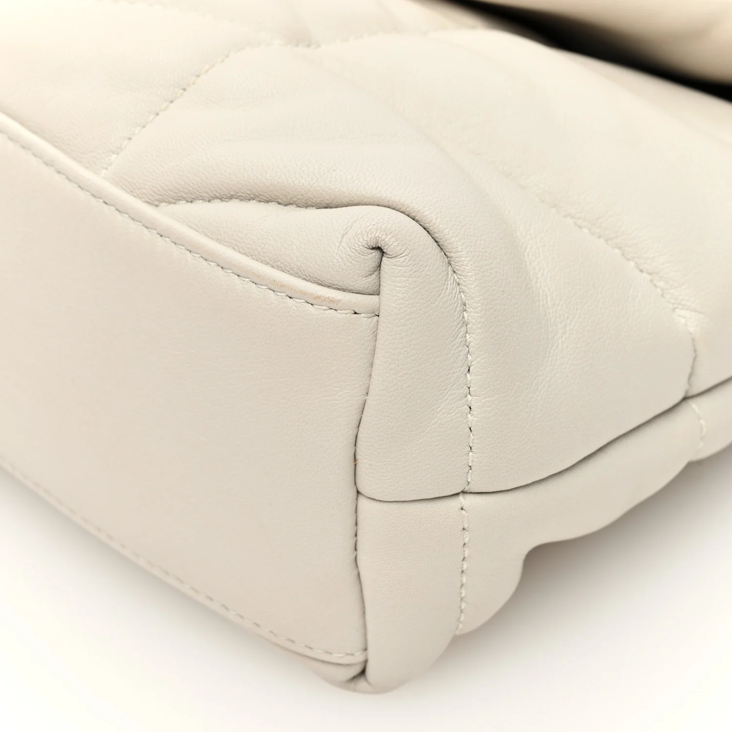 Lambskin Quilted Toy Loulou Puffer Monogram Chain Satchel Crema Soft