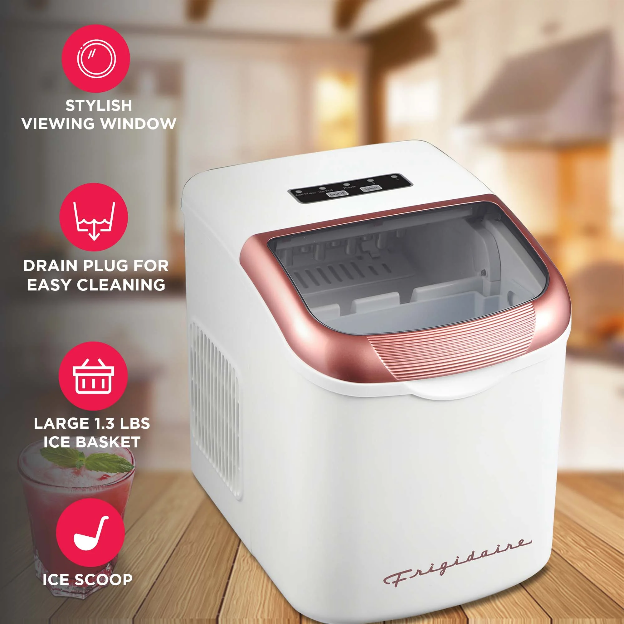 26 Lbs. Ice Maker, Bullet Shaped Ice, Rgwhite(White/Rose Gold) - Image 6
