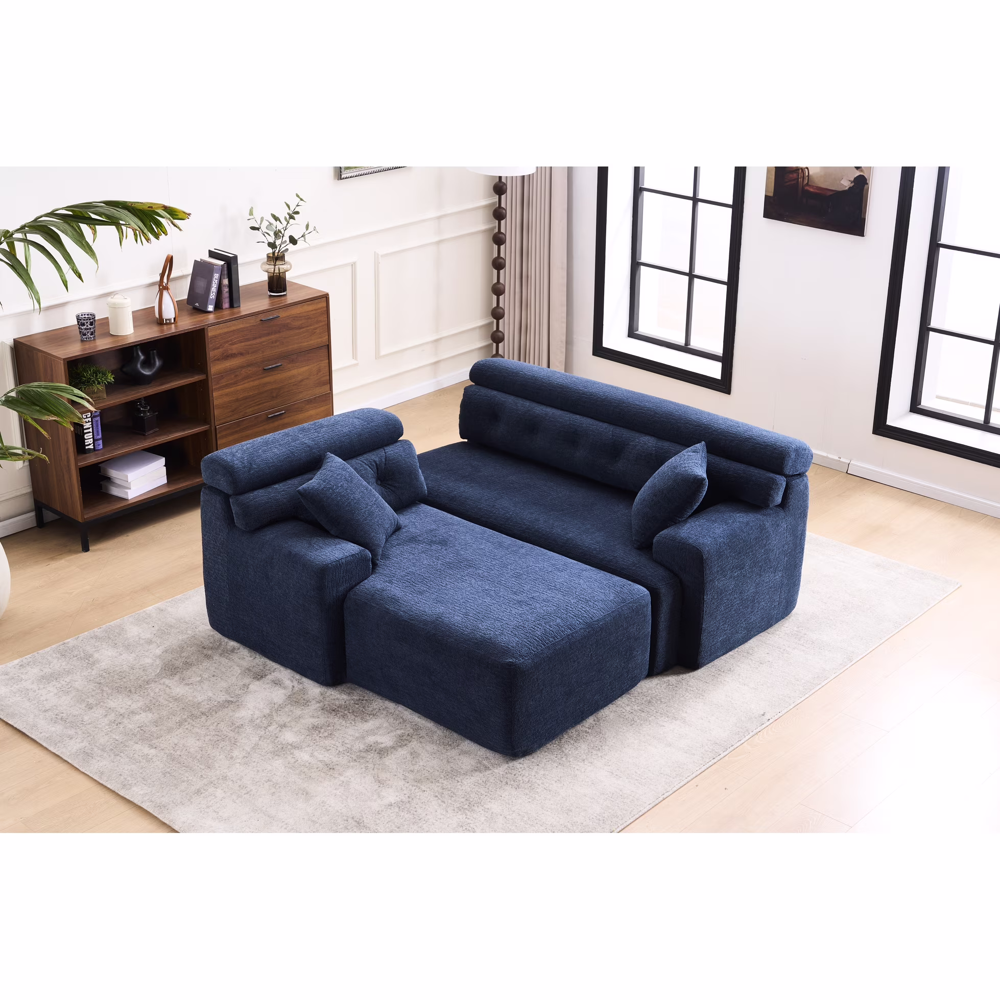 4 Compression , Antique Blue Home Decor With Wider , Deep Seat Elevated For Chic Living Couch Room Furniture Deeper Back Relax(Antique Blue)