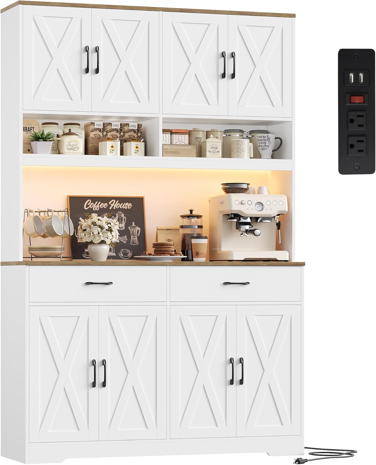 HOSTACK Modern Farmhouse Pantry Cabinet, 75