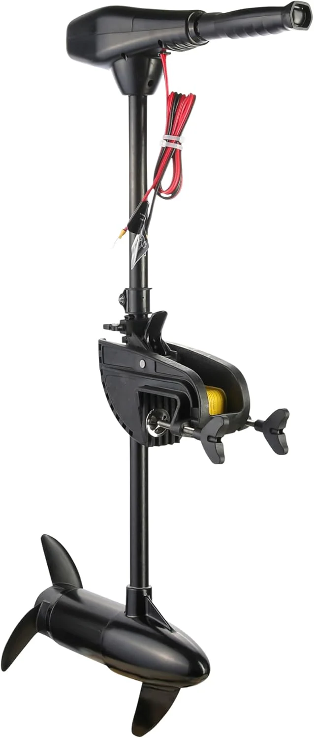 Moteur de pêche à la traîne électrique de 55 lb de poussée pour eau salée, monté sur tableau arrière, avec batterie marine Newport 12 V 50 Ah à décharge profonde haute performance, kit AGM scellé, tout le nécessaire pour le fonctionnement du moteur