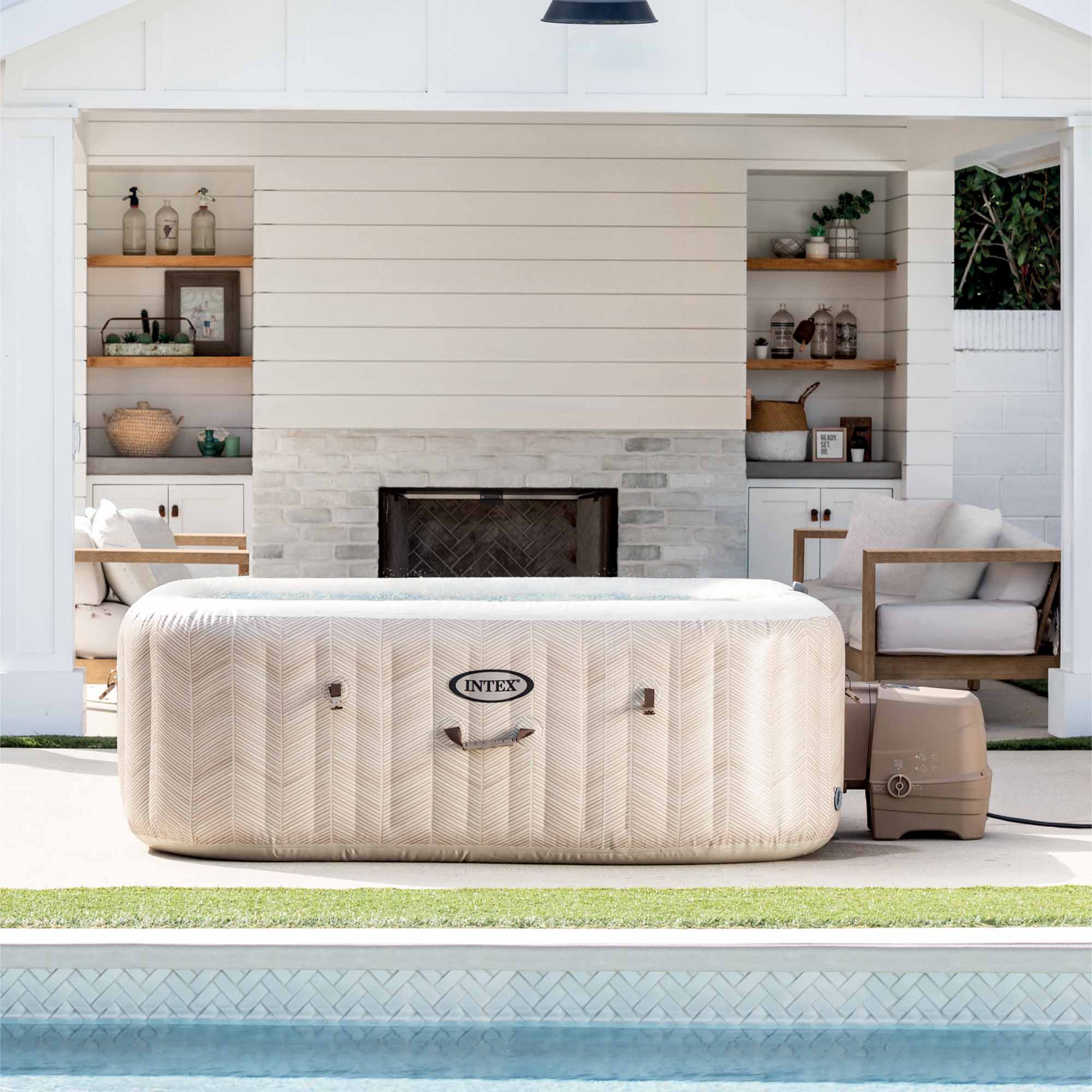 INTEX - Spa Idromassaggio PureSpa™ Bubble Chevron Deluxe™ 6 Posti Effetto Rigato - altezza 71x239x239 cm