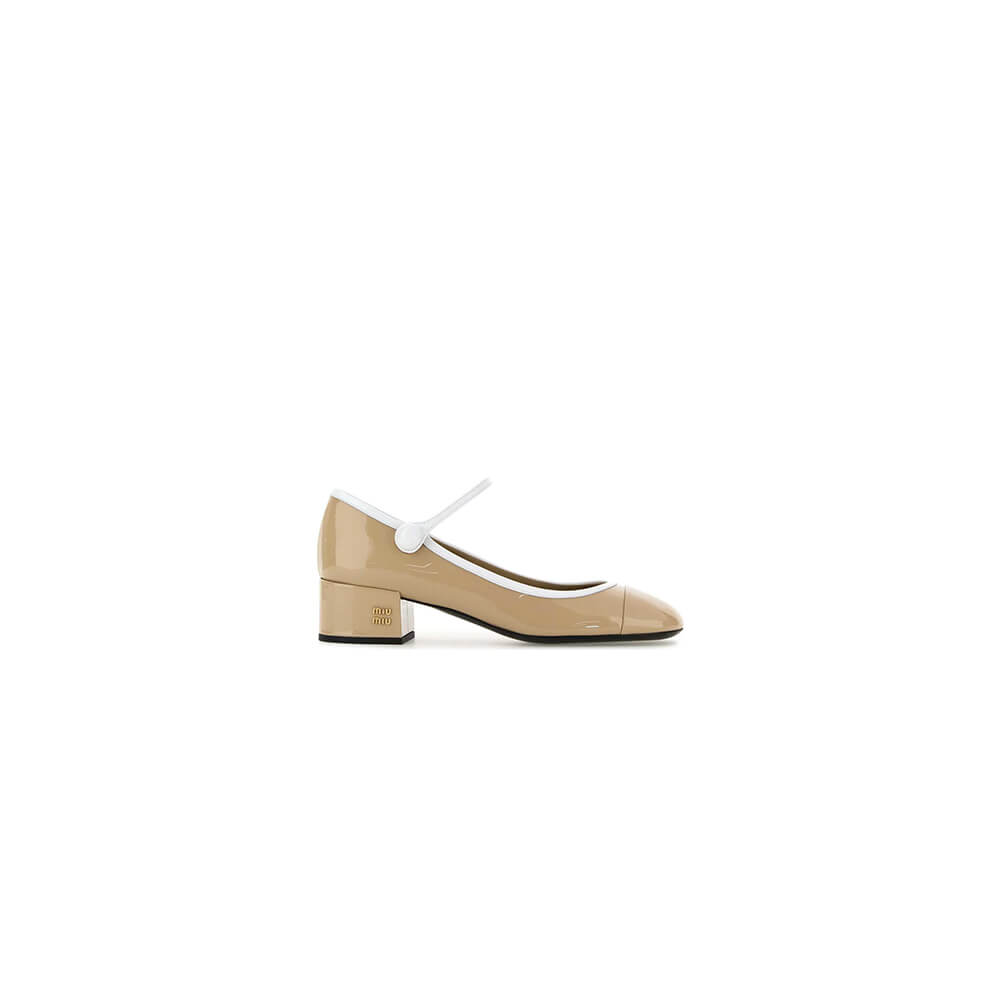 MiuMiu Two-tone patent leather Mary Jane pumps