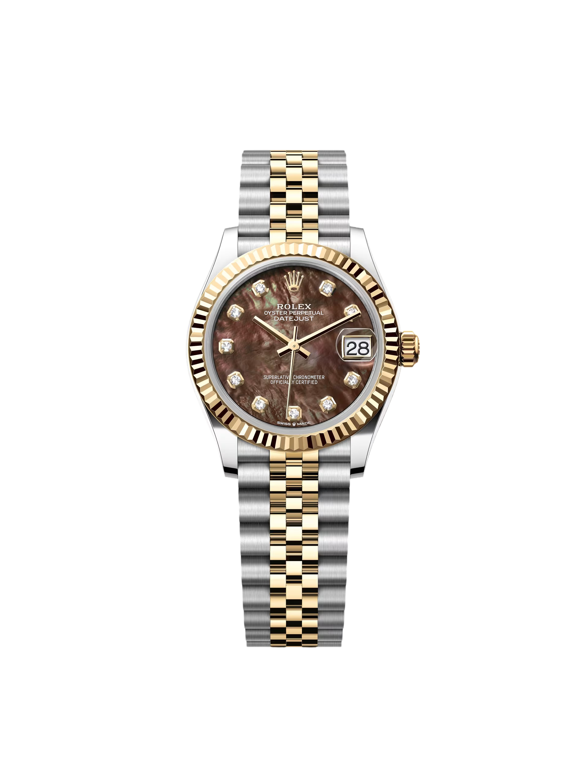 【Super Clone】RLX Datejust m278273-0023/0024 31mm Black Mother-of-Pearl Dial Stainless Steel and Yellow Gold Oyster Watch