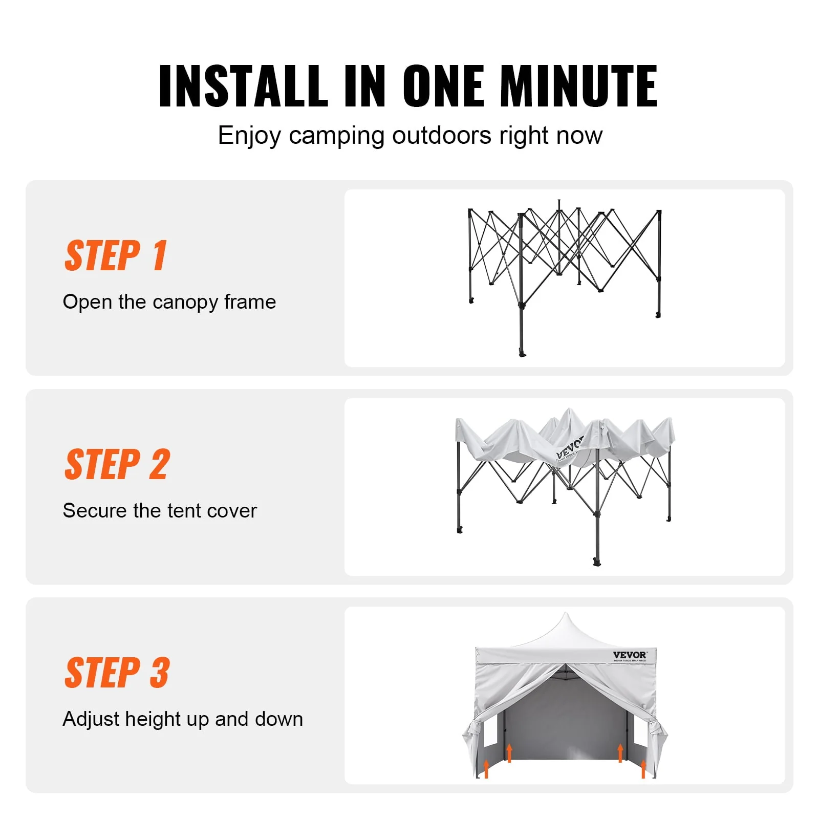 BENTISM 10x10 FT Pop up Canopy Tent with Removable Sidewalls, Outdoor Instant Canopies Portable Gazebo Wheeled Bag, UV Resistant Waterproof, Enclosed Canopy Tent Image 6