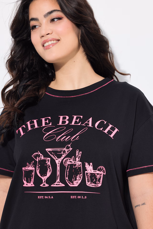 Boxy half-sleeve cocktail T-shirt