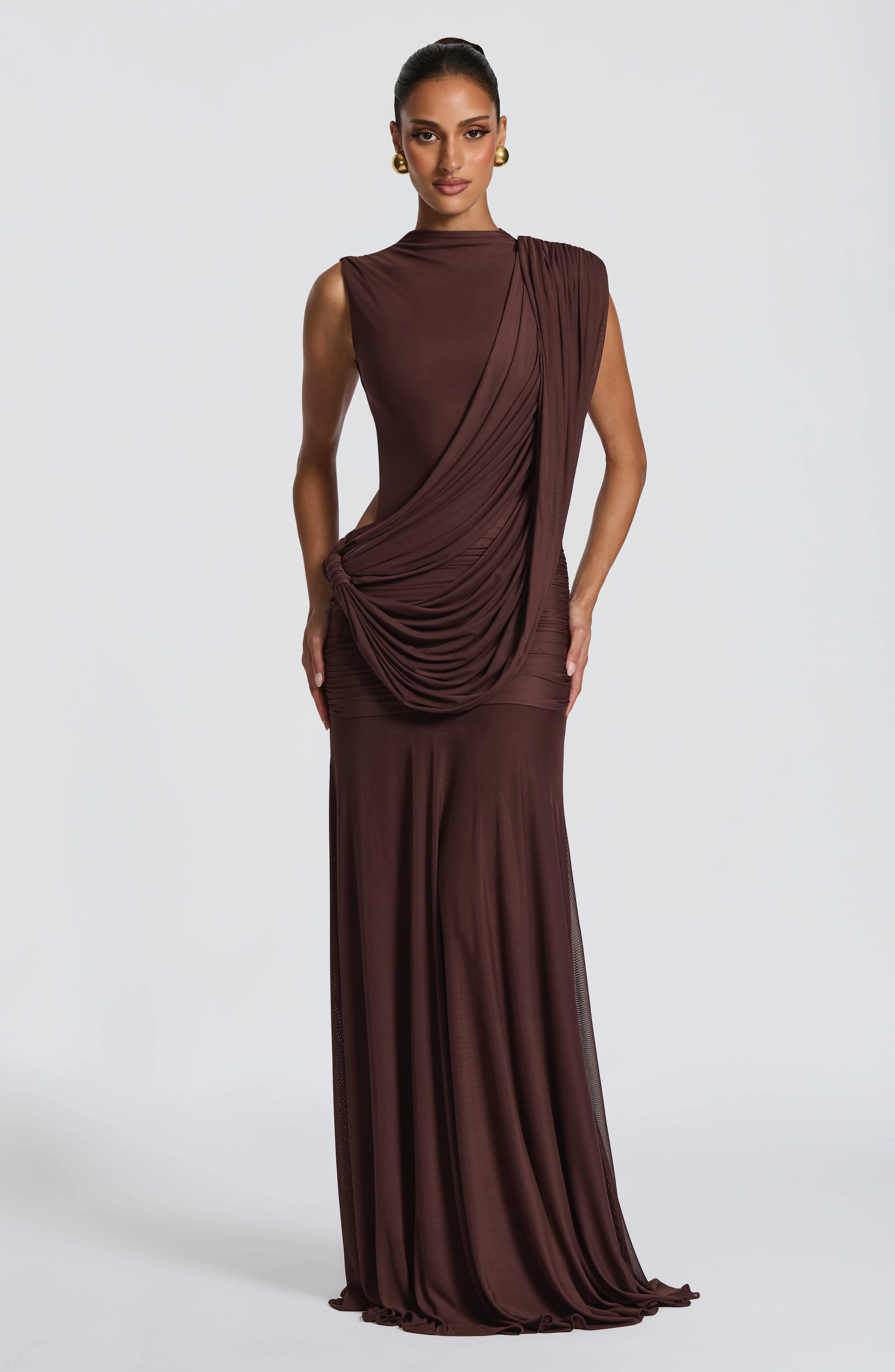Mireya Maxi Dress - Plum Brown