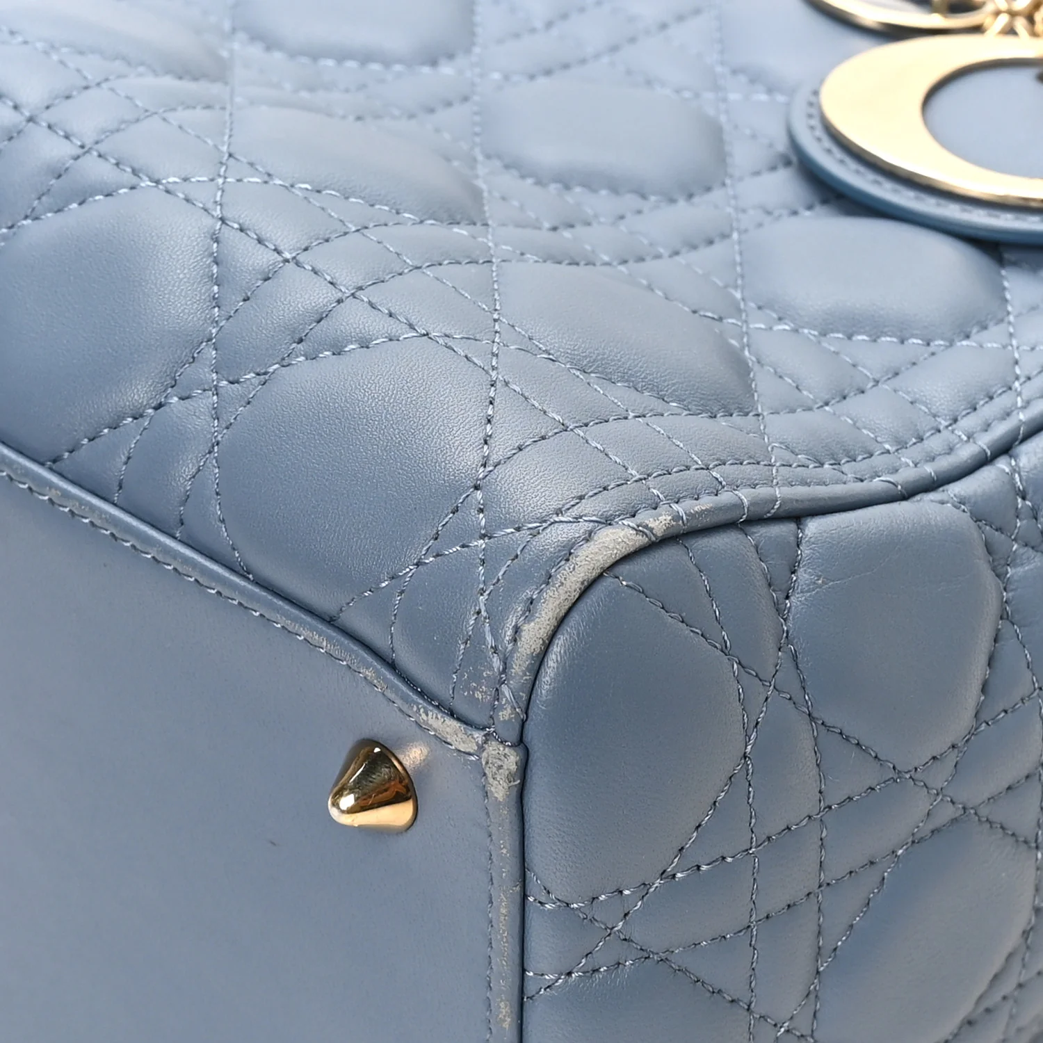 Lambskin Cannage Medium Lady Dior Denim Blue