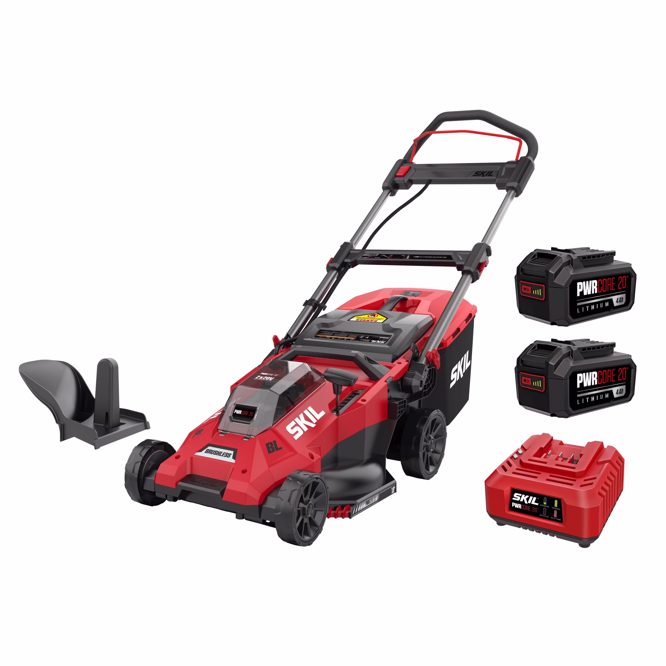 PWR CORE 20V 18-inch Push Mower, Push-Button Start and Height Adjust, (2) 4.0Ah Batteries and Charger