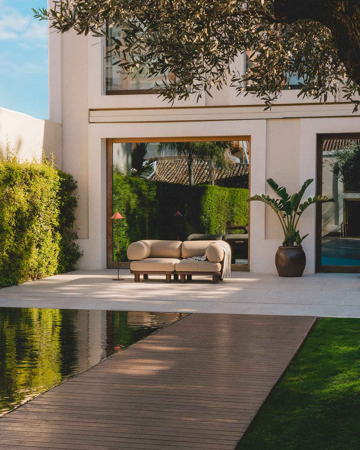Lantana - Sofá Modular de Jardín 2 Piezas Módulo Esquinero de Aluminio y Tela Lantana