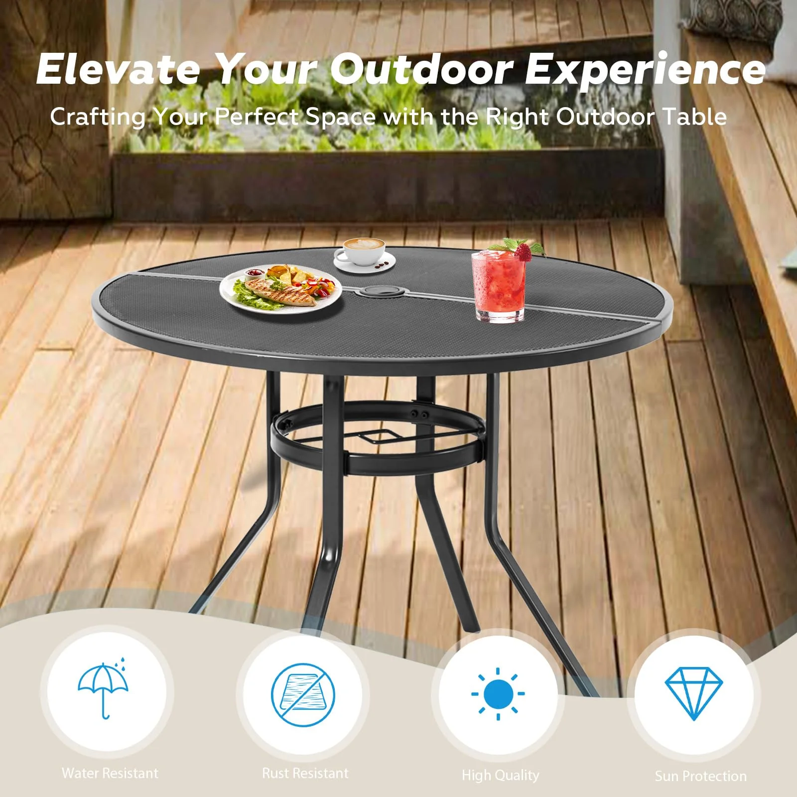 AECOJOY Metal Patio Table with 1.73