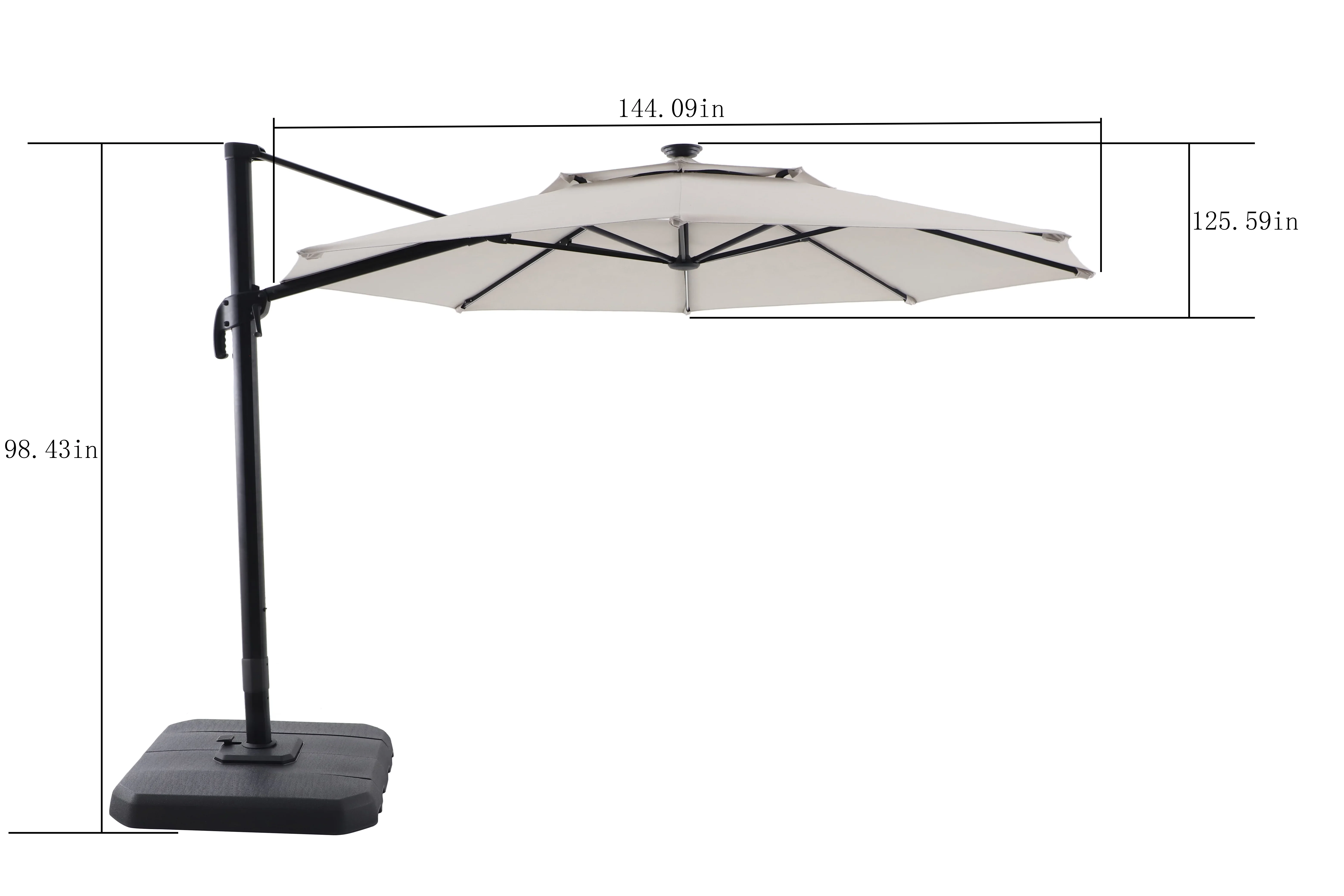 Better Homes & Gardens 12' x 11' 8-Rib Gray Octagonal Outdoor Patio Umbrella and Weighted Base