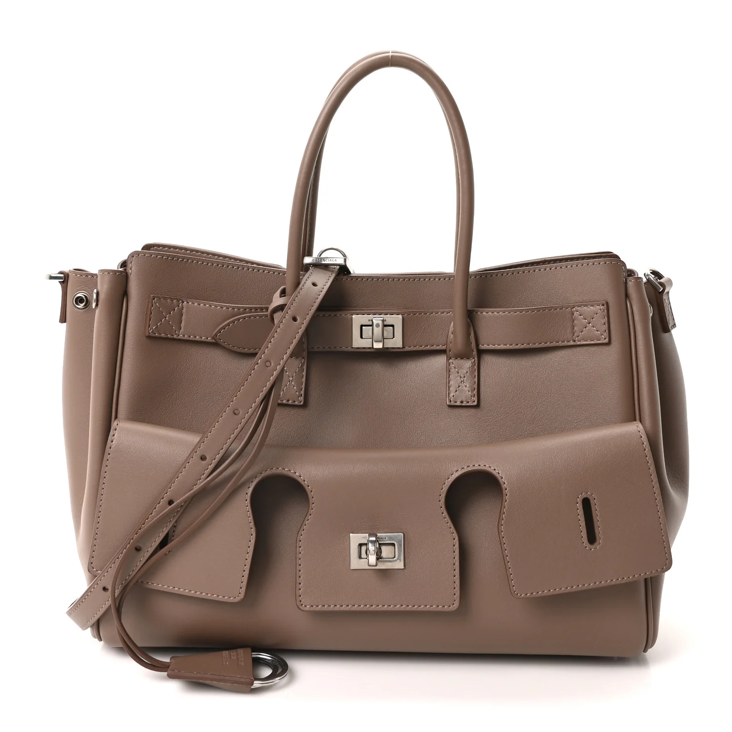 Smooth Calfskin Small Bel Air Carry All Bag Dark Taupe