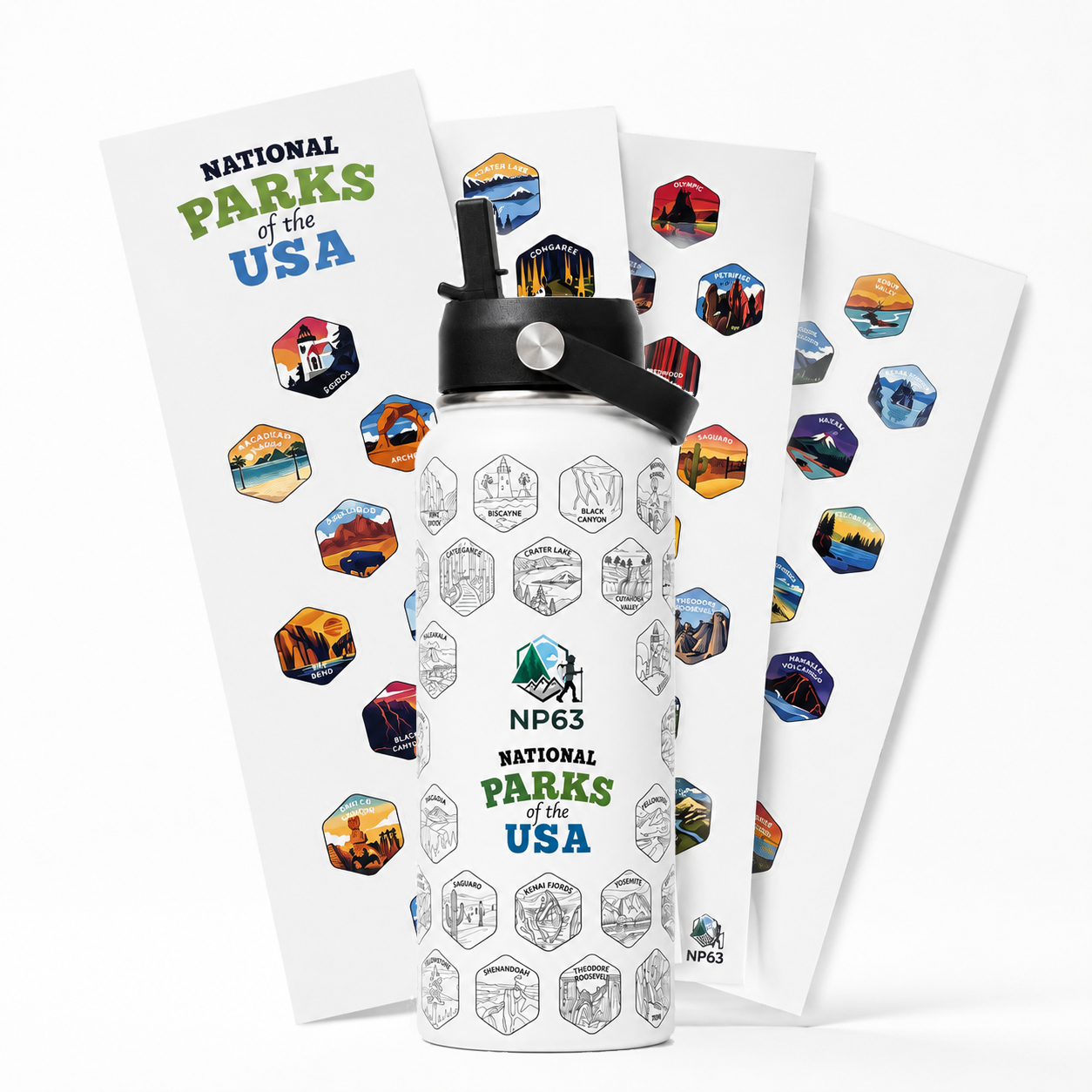 NP63 National Parks Water Bottle + Stickers