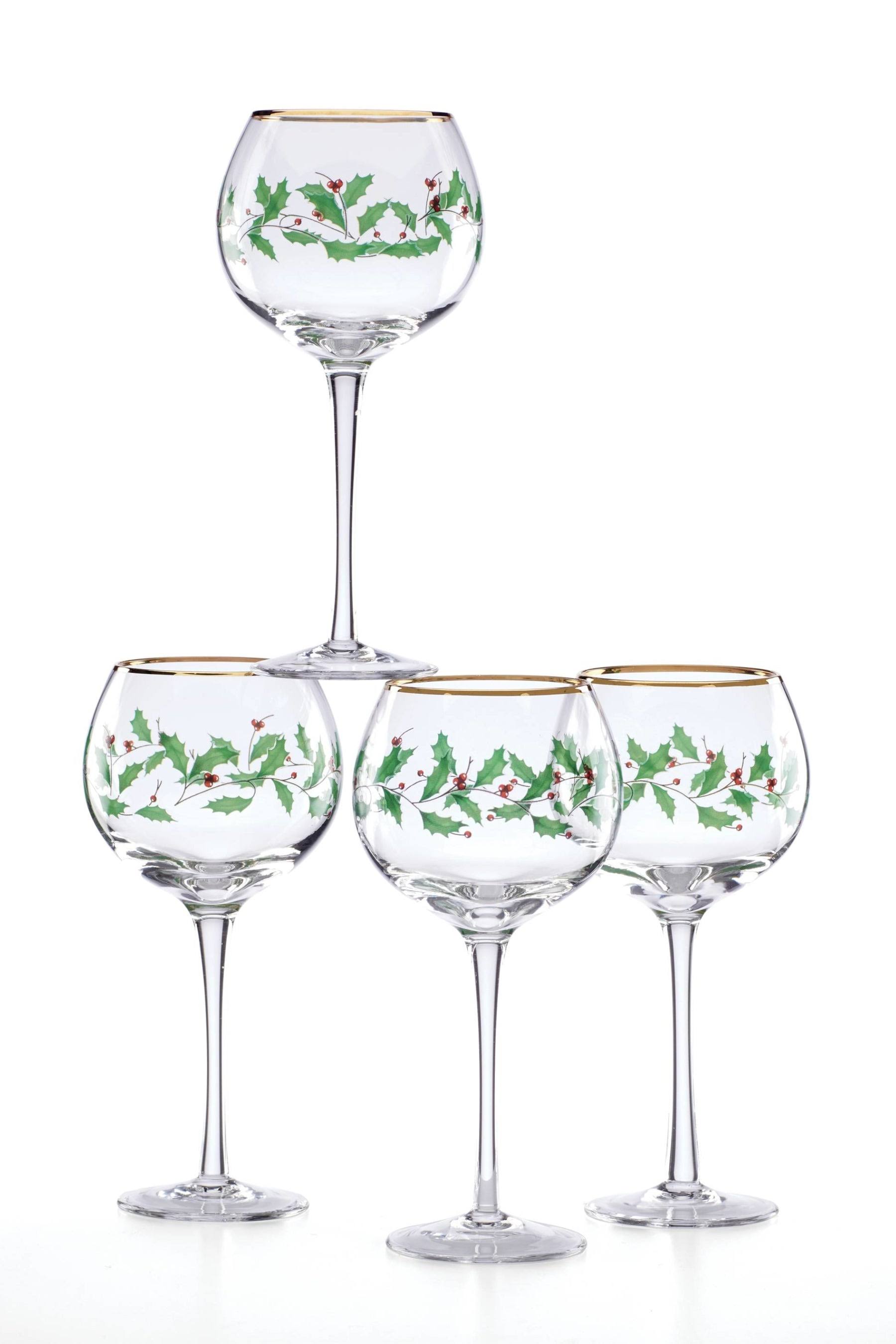 Lenox Holiday Balloon Wine Glasses, Clear, 16 oz - 4 count