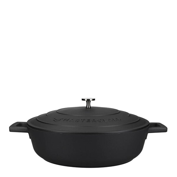 Cast Aluminium lav gryte med selvøsende lokk 4L svart