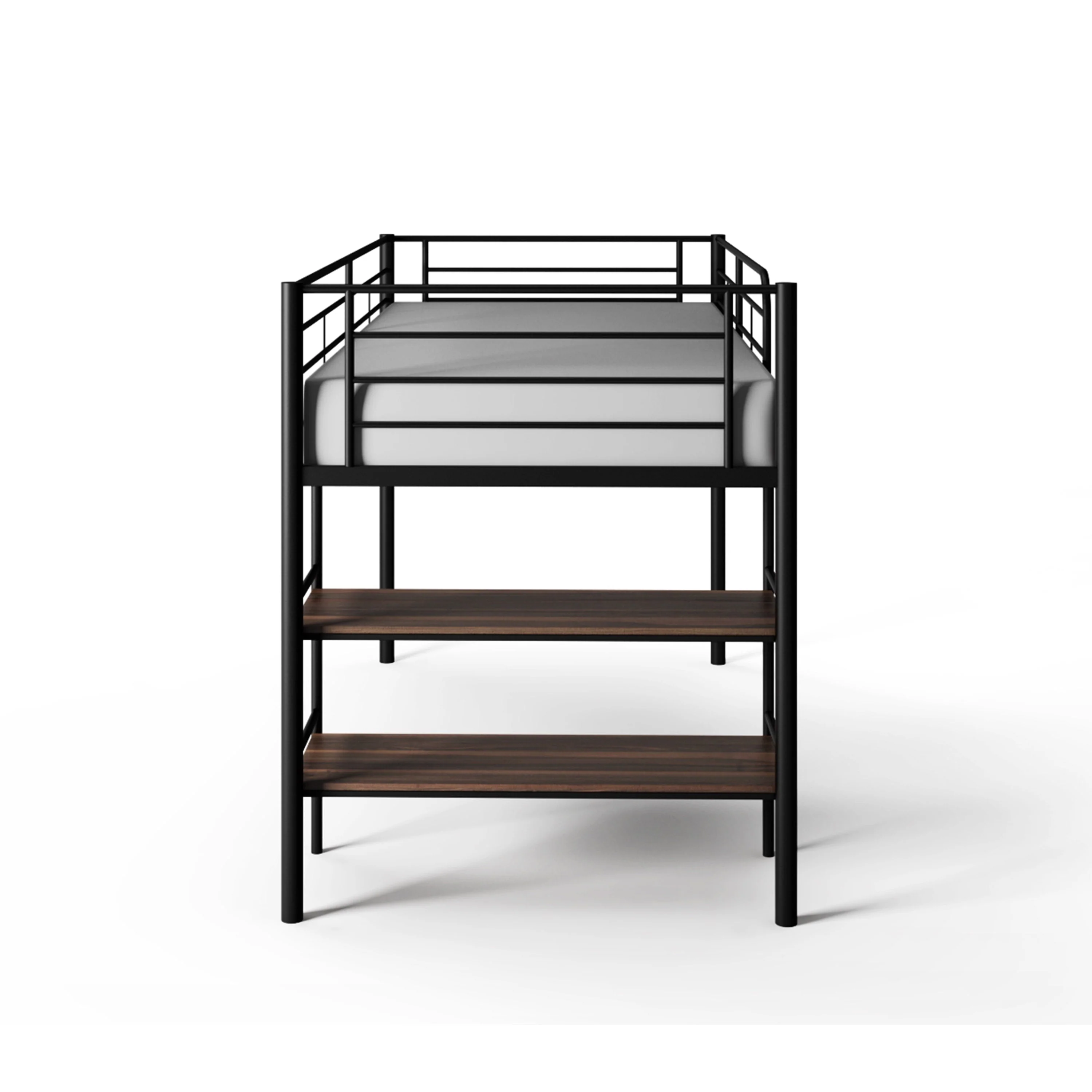 Your Zone Beckett Kids Metal Twin Loft Bed with Open Book Shelf, Multiple Finishes(Black)