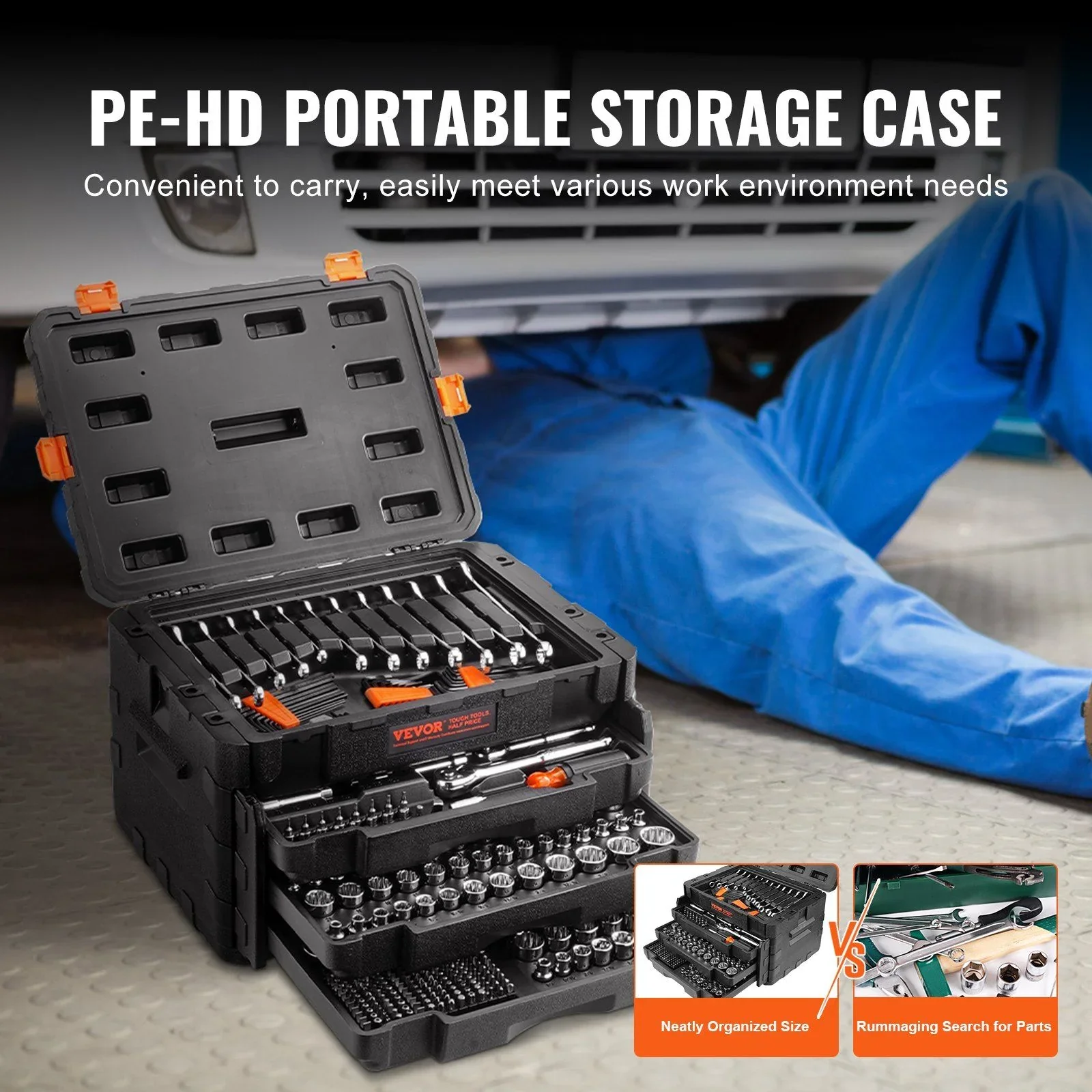 450-Piece Mechanics Tool Set with 1/4, 3/8, 1/2 Drive Sockets �C SAE & Metric, Includes Wrenches, Bits, Case