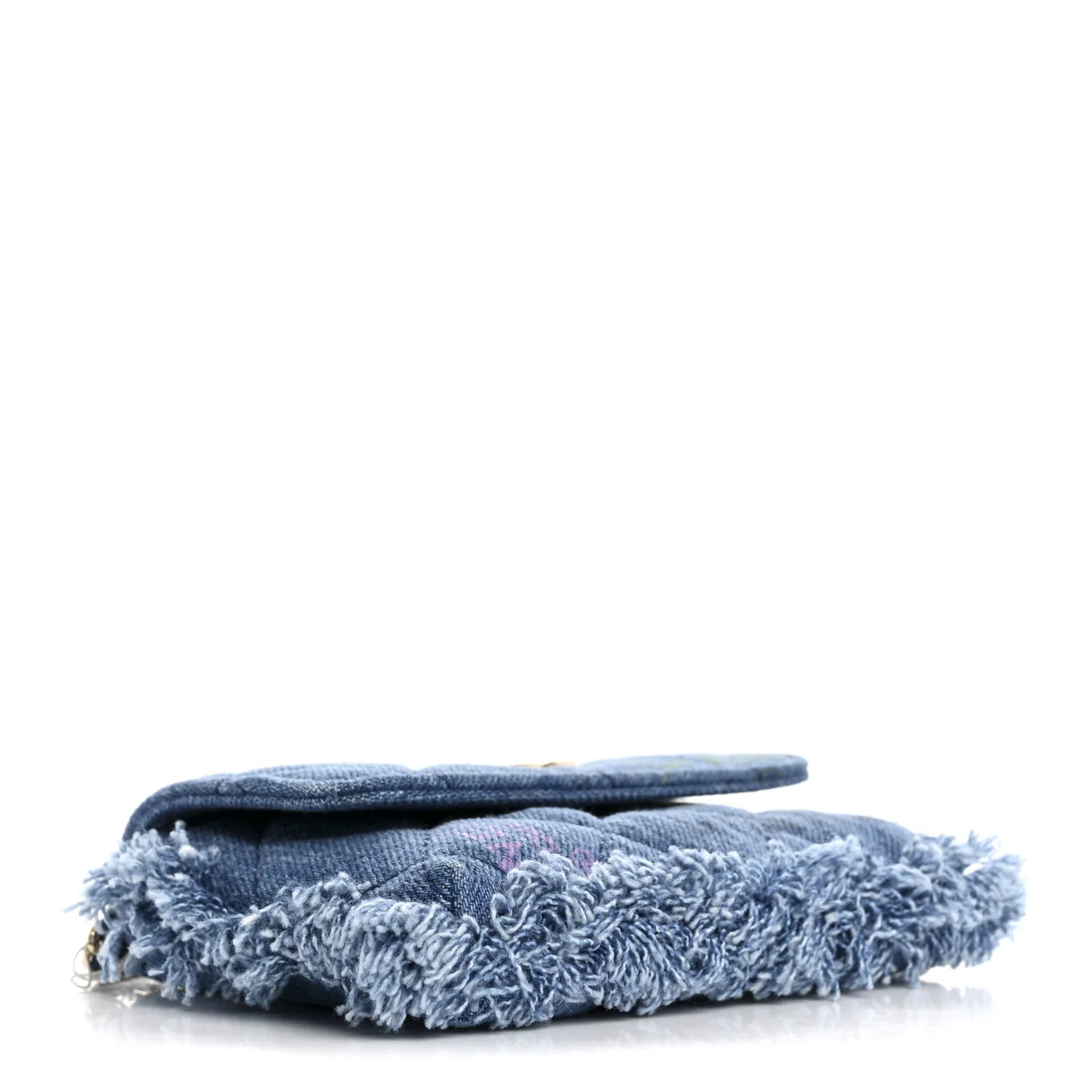 Denim Quilted Denim Mood Clutch With Chain Blue Multicolor