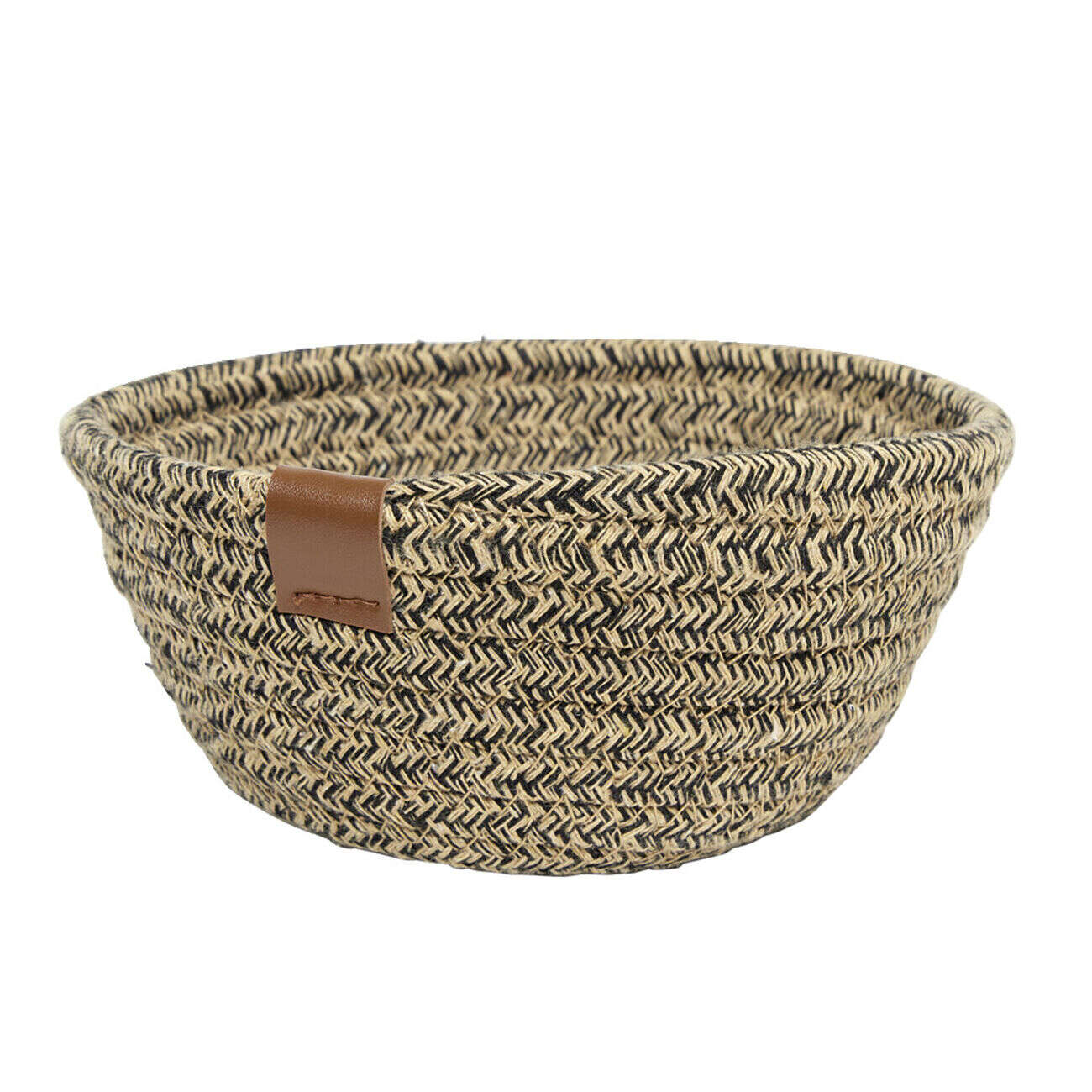 Panière ronde coton tressé marron Ø16xH7cm