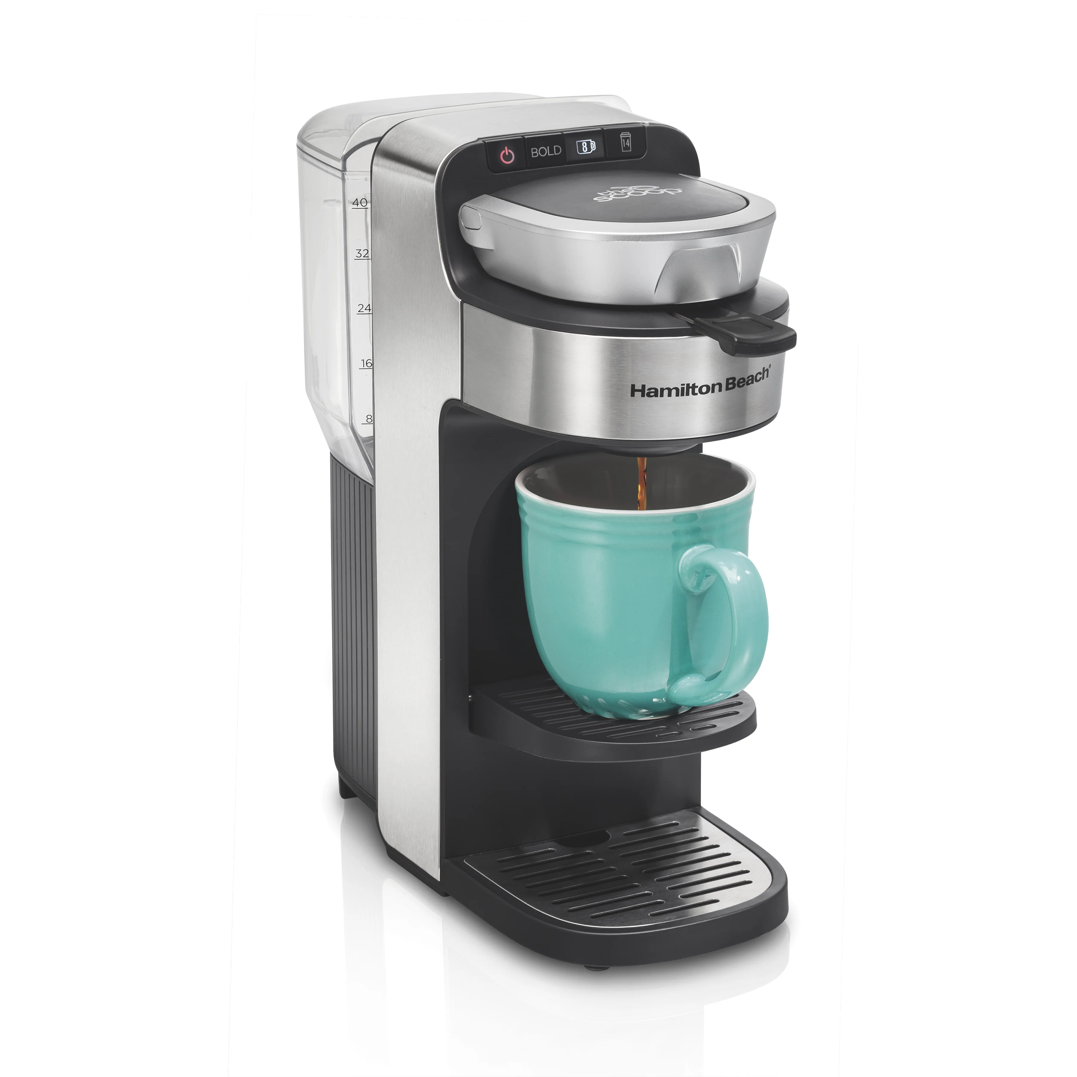 Hamilton Beach the Scoop Single - Serve Coffee Maker with Removable Reservoir, Stainless Steel, 49987