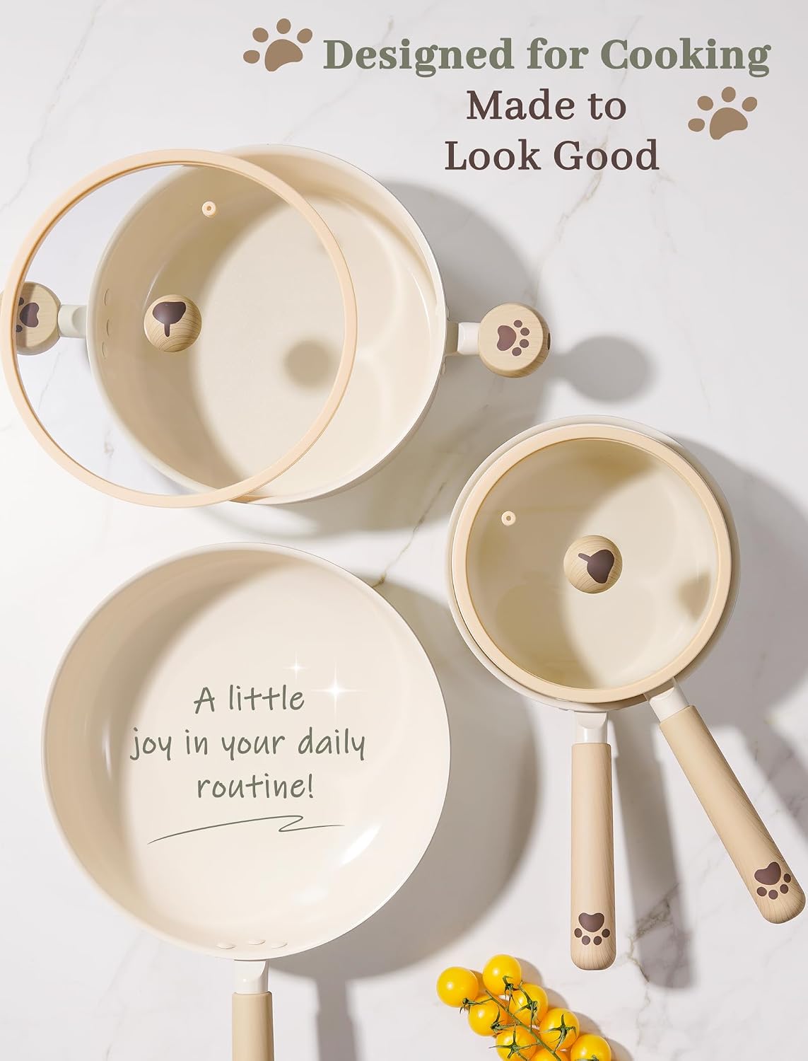 Astercook Pots and Pans Set Non Stick, Non Toxic 18 Pcs Ceramic Cookware
