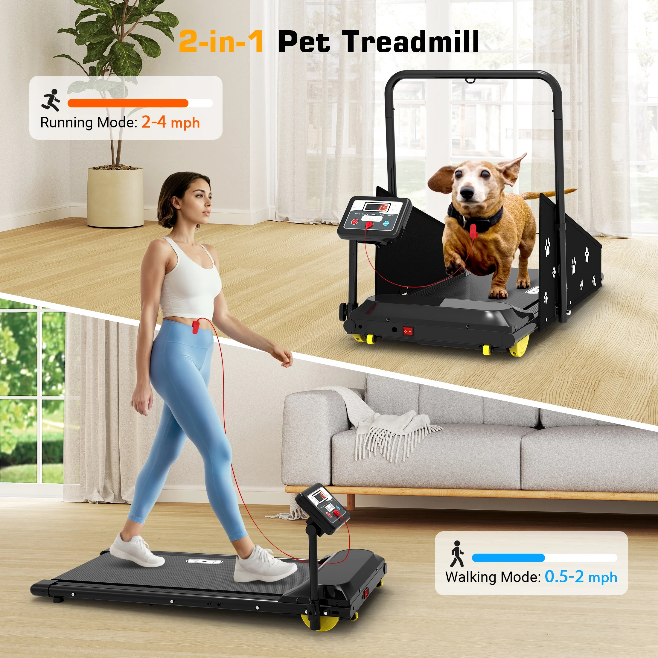 Dog Treadmill, Indoor Pet Fitness Machine for Small Medium Dogs, 265LB Capacity, LCD Display Remote(Black) - Image 2
