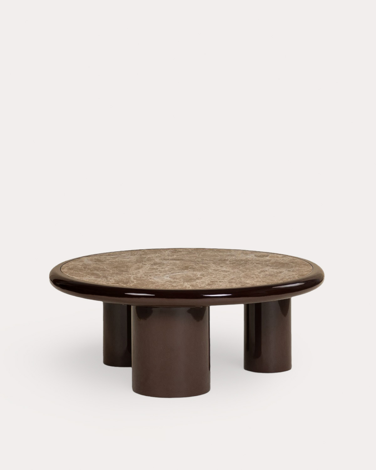 Hellie - Mesa de Centro Redonda de Mármol y Madera (Ø90 cm) Hellie