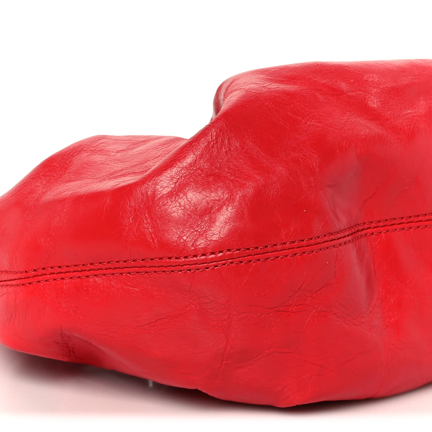 Crackle Patent Calfskin Small Handle Crescent Bag Flame Red