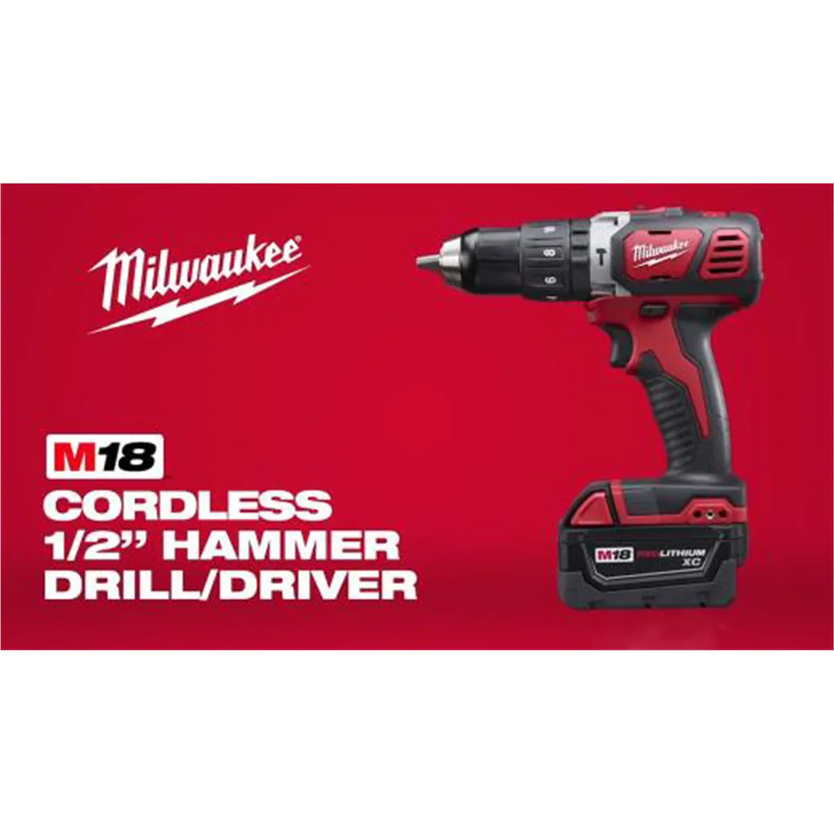 Milwaukee M18 1/2 Hammer Drill, 500 in-lbs, 18V, 0-1800 RPM, 2 Speeds