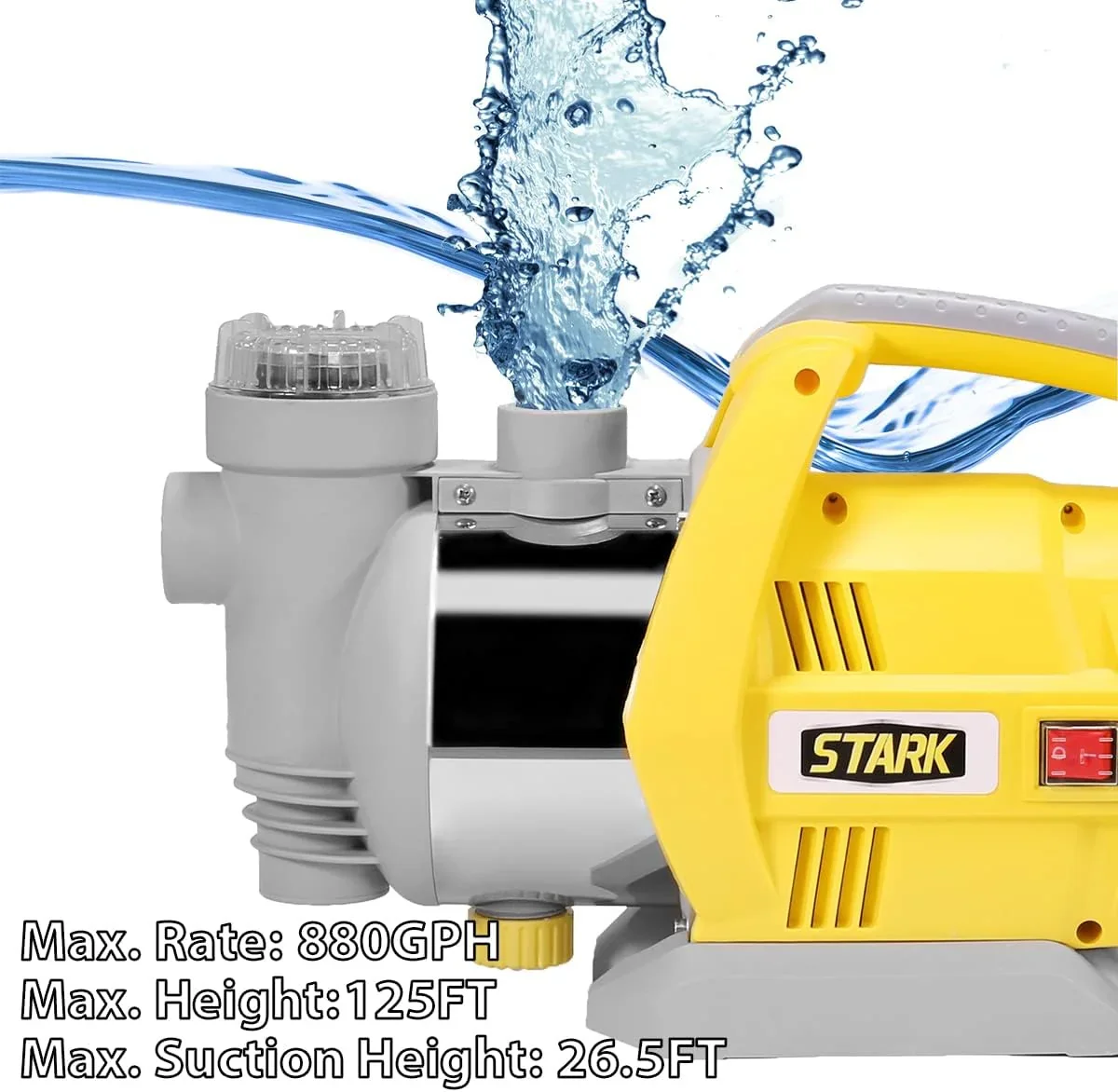 XtremepowerUS 1.6HP Portable Shallow Well Pump, 1268 GPH 120V With Controller, Stainless Steel, For Sprinkler, Irrigation, Garden, Lawn Water Transfer
